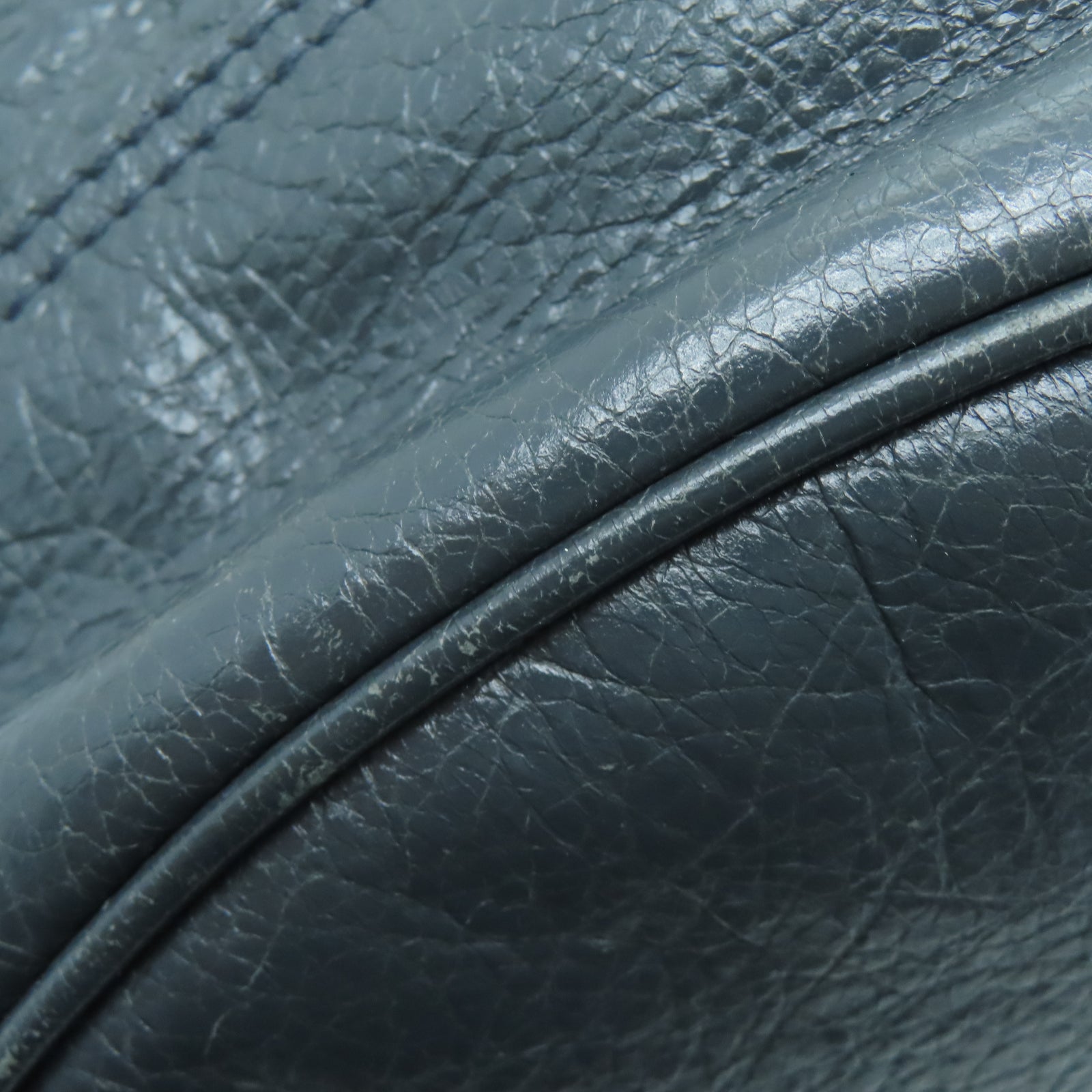 BALENCIAGA Cowhide Leather Giant Pom Pom Bucket Bag Gold Buckle Handle Shoulder Backpack Gray
