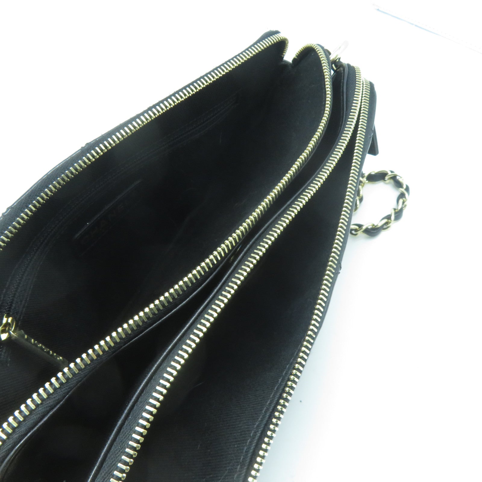 CHANEL 菱格漆皮皮革Chain Shoulder Bag金色鏈帶肩背袋黑色