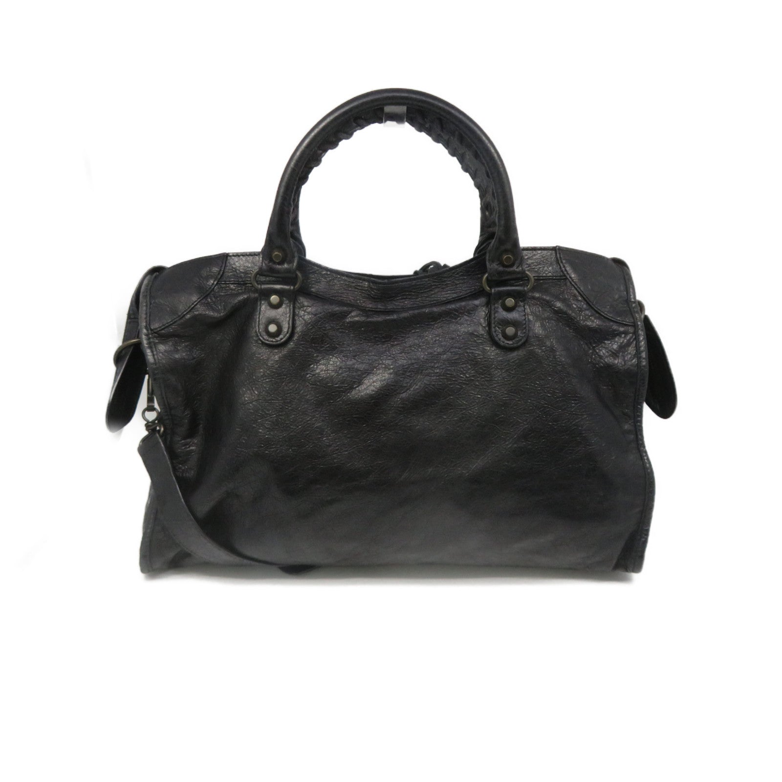 BALENCIAGA 牛皮皮革City 2Way Shoulder Bag手挽肩背两用袋黑色