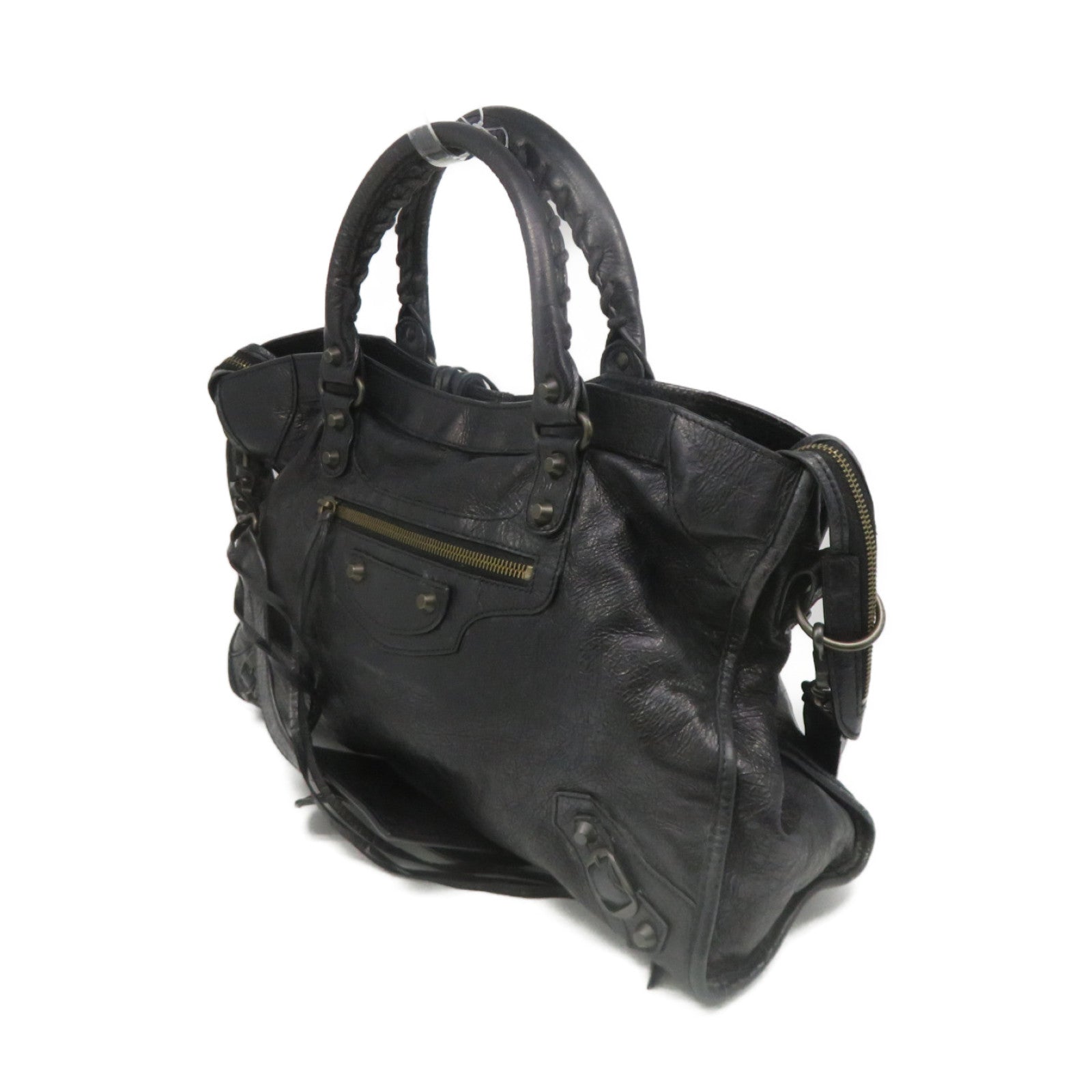 City shoulder bag Balenciaga Black leather | Monogram Paris