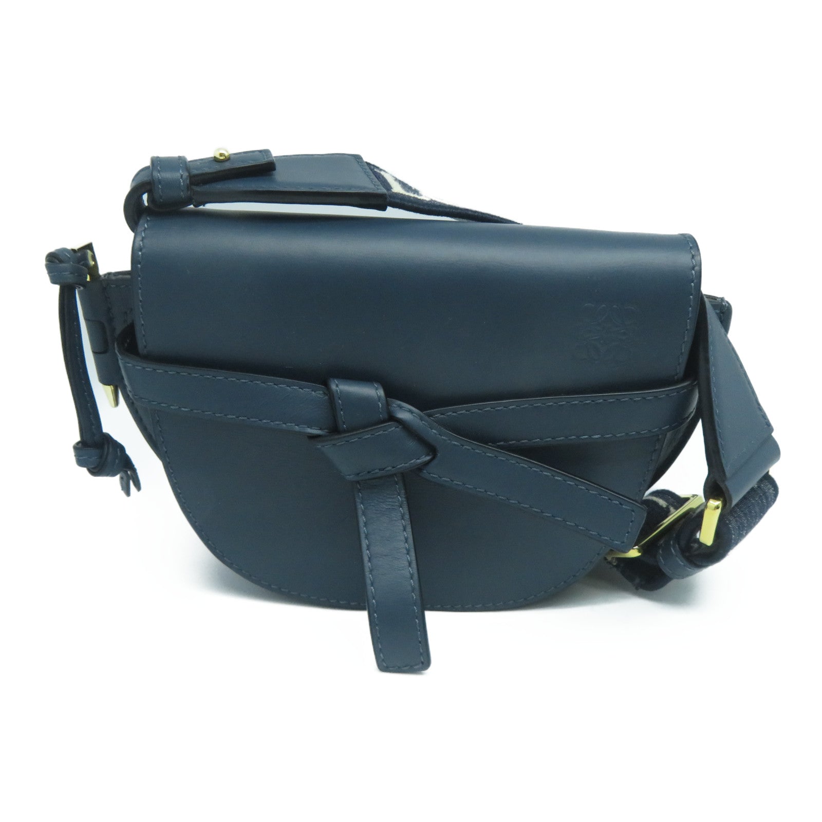 LOEWE 牛皮皮革Mini Gate Dual金扣肩背袋藍色