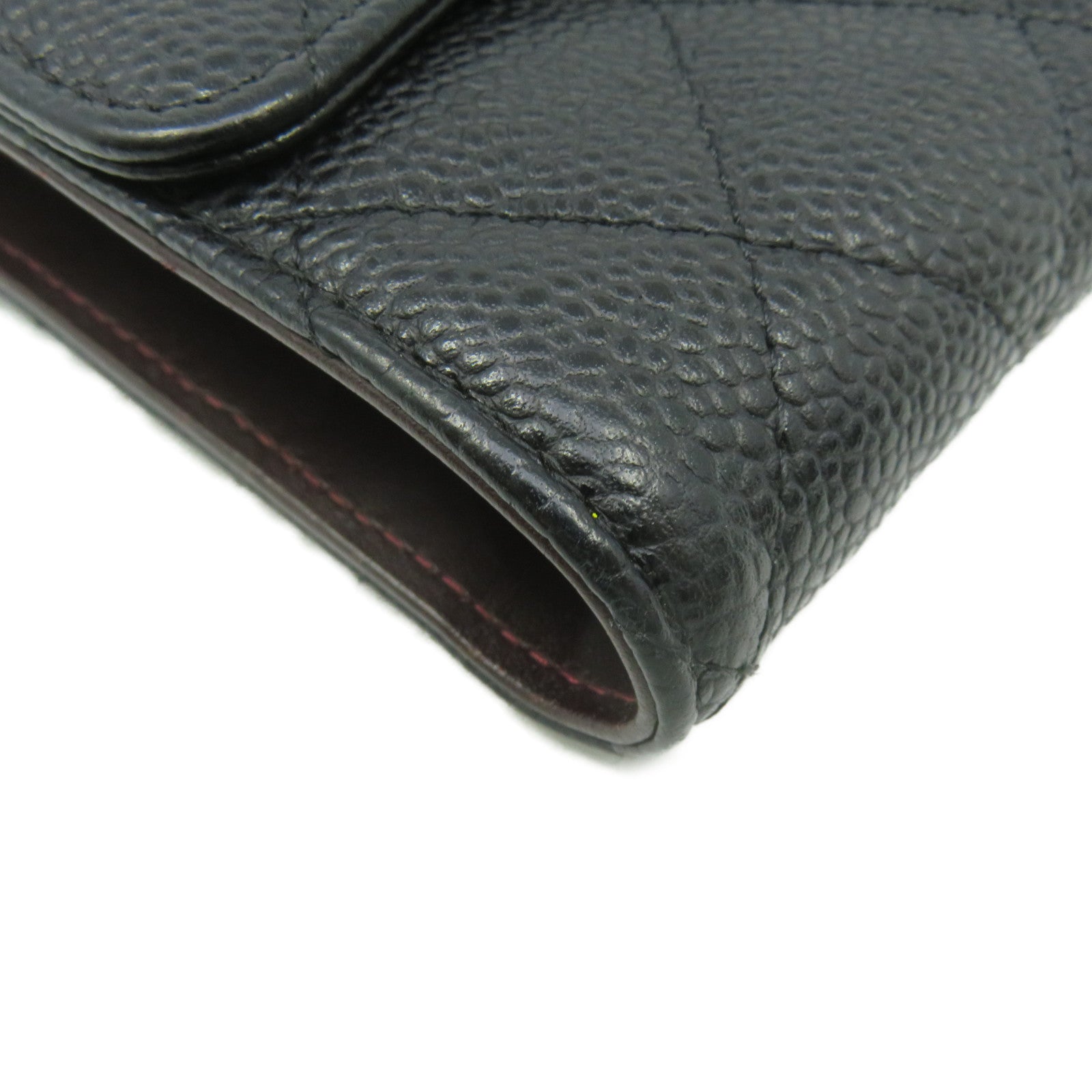 CHANEL 菱格Caviar皮革W Snap Long Wallet金扣长钱包黑色