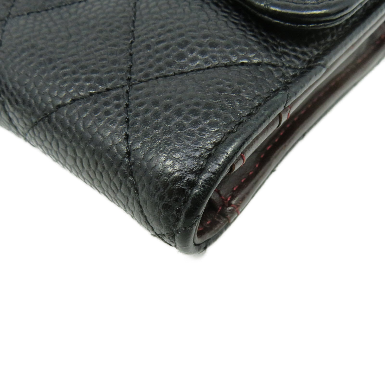 CHANEL 菱格Caviar皮革W Snap Long Wallet金扣长钱包黑色