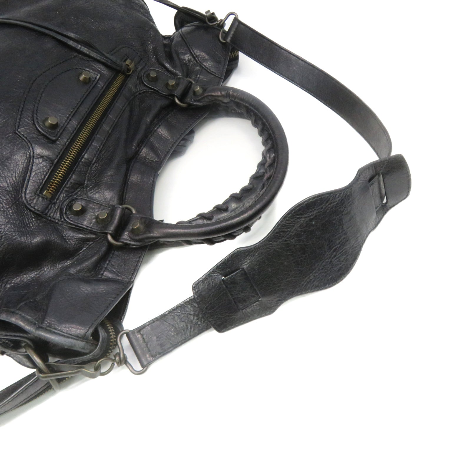 BALENCIAGA 牛皮皮革City 2Way Shoulder Bag手挽肩背两用袋黑色