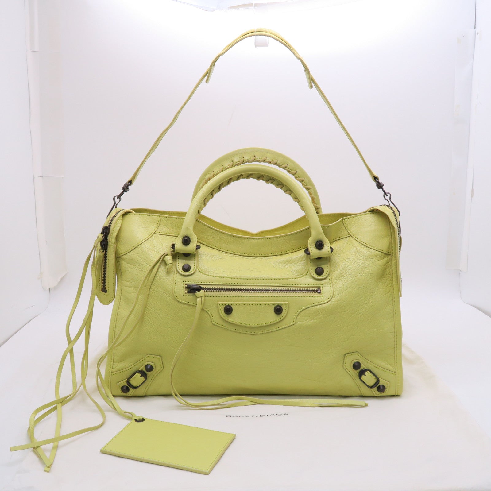 BALENCIAGA 【激減優惠】牛皮皮革City手挽肩背兩用袋黃色