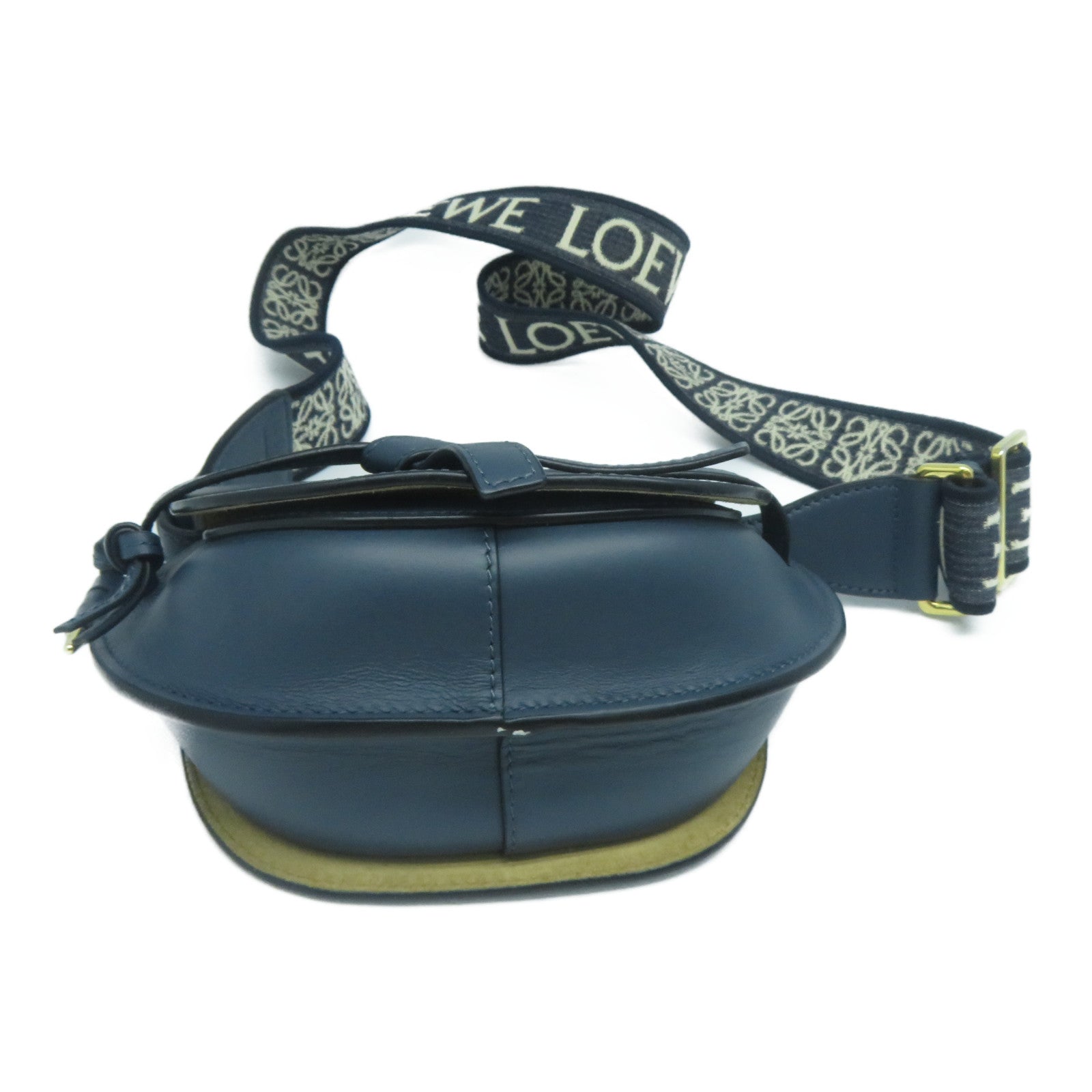 LOEWE 牛皮皮革Mini Gate Dual金扣肩背袋藍色