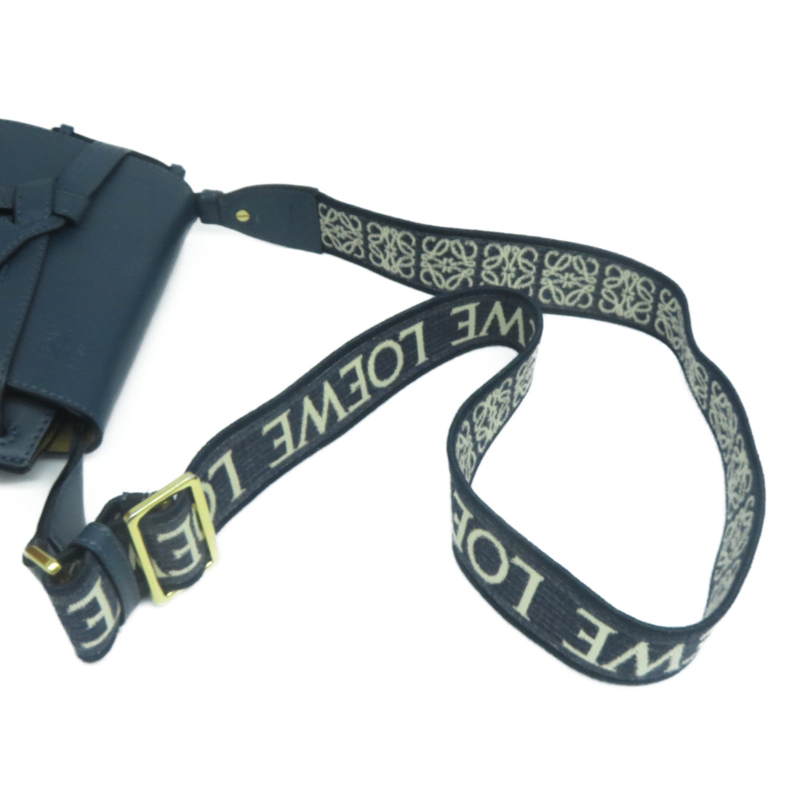 LOEWE 牛皮皮革Mini Gate Dual金扣肩背袋藍色
