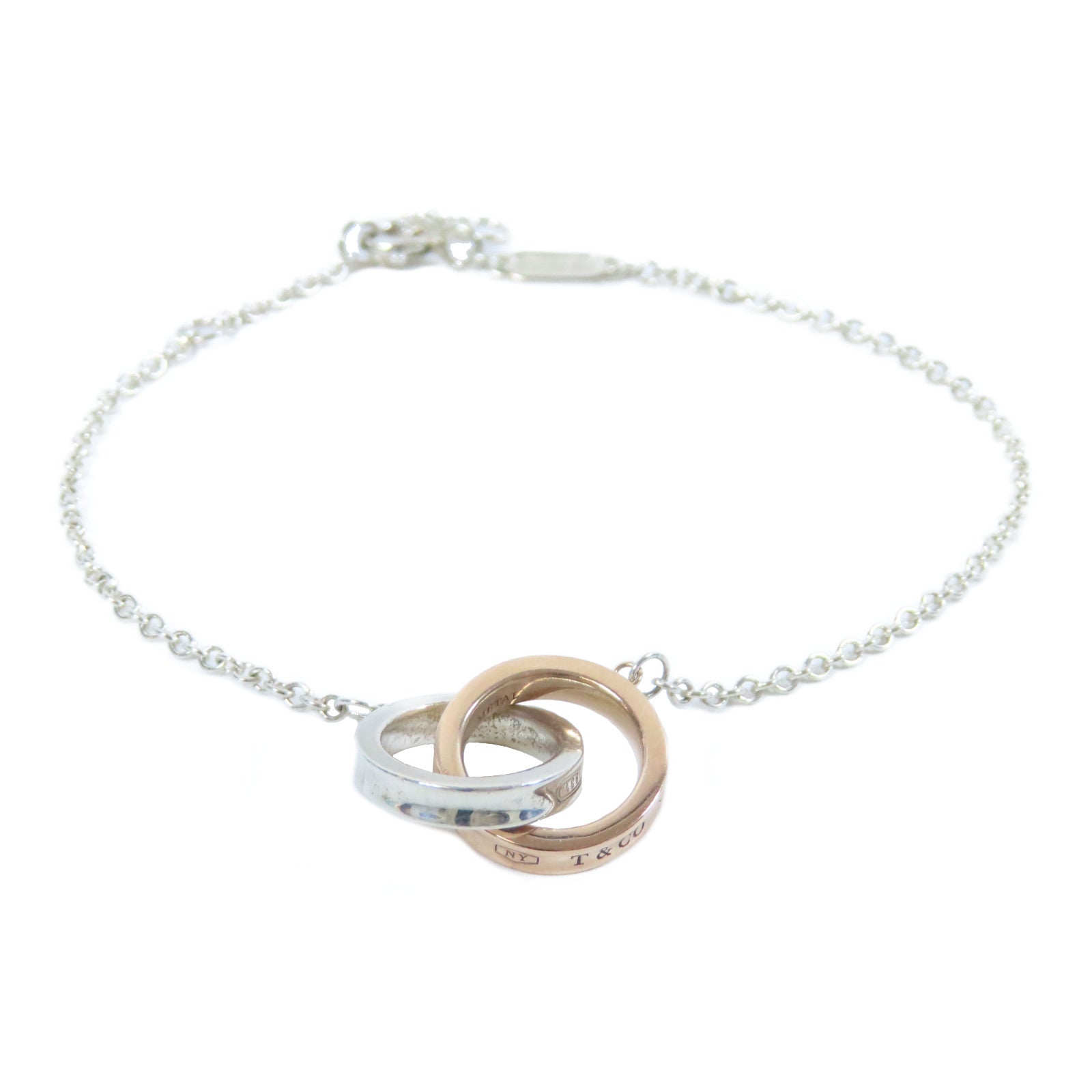 TIFFANY＆CO 18K玫瑰金/925純銀1837 Interlocking Circles手鏈