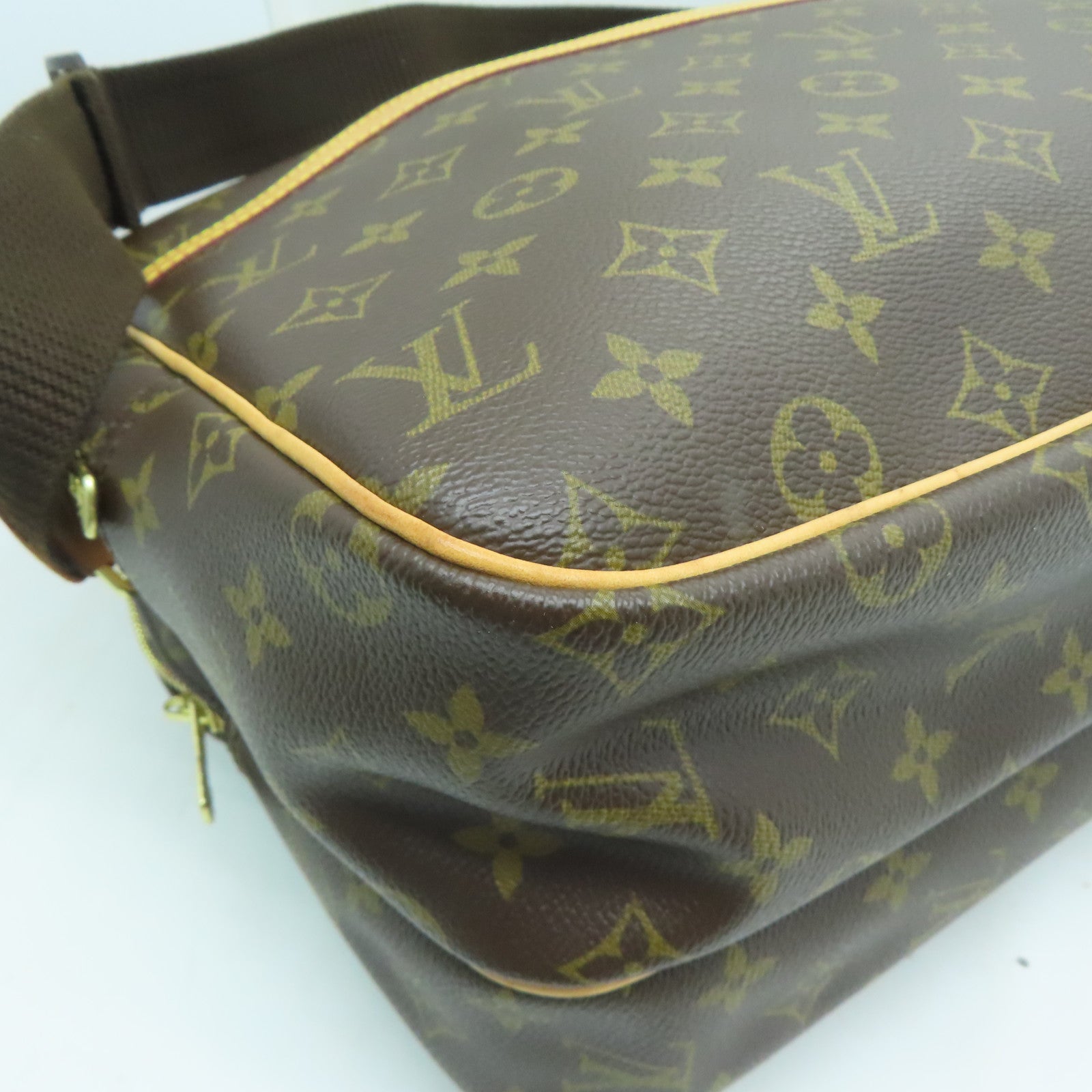 LOUIS VUITTON Monogram Reporter GM金扣肩背袋啡色
