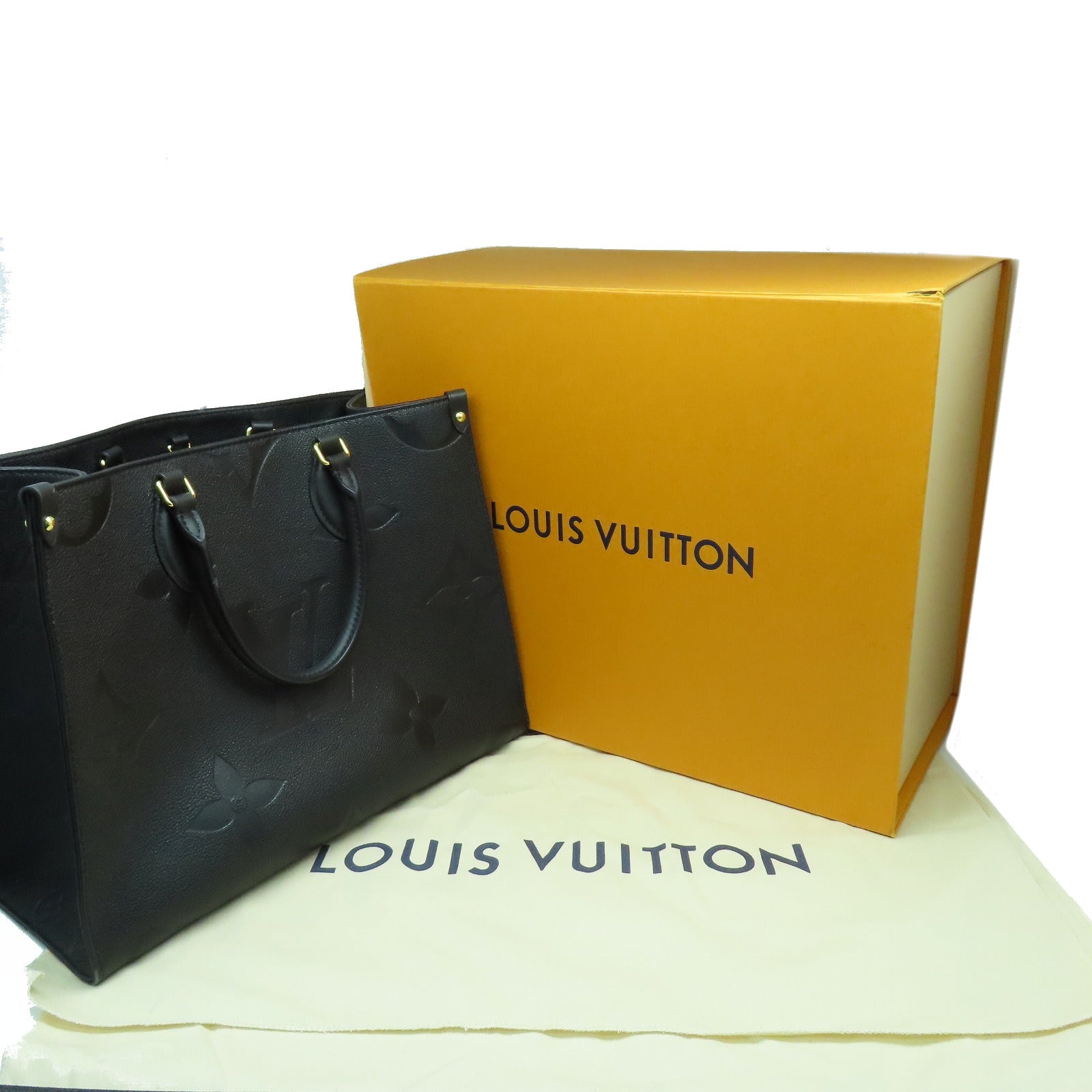 LOUIS VUITTON Monogram Empreinte On The Go 2 Way Shouolder Tote Bag金扣手挽肩背两用袋黑色