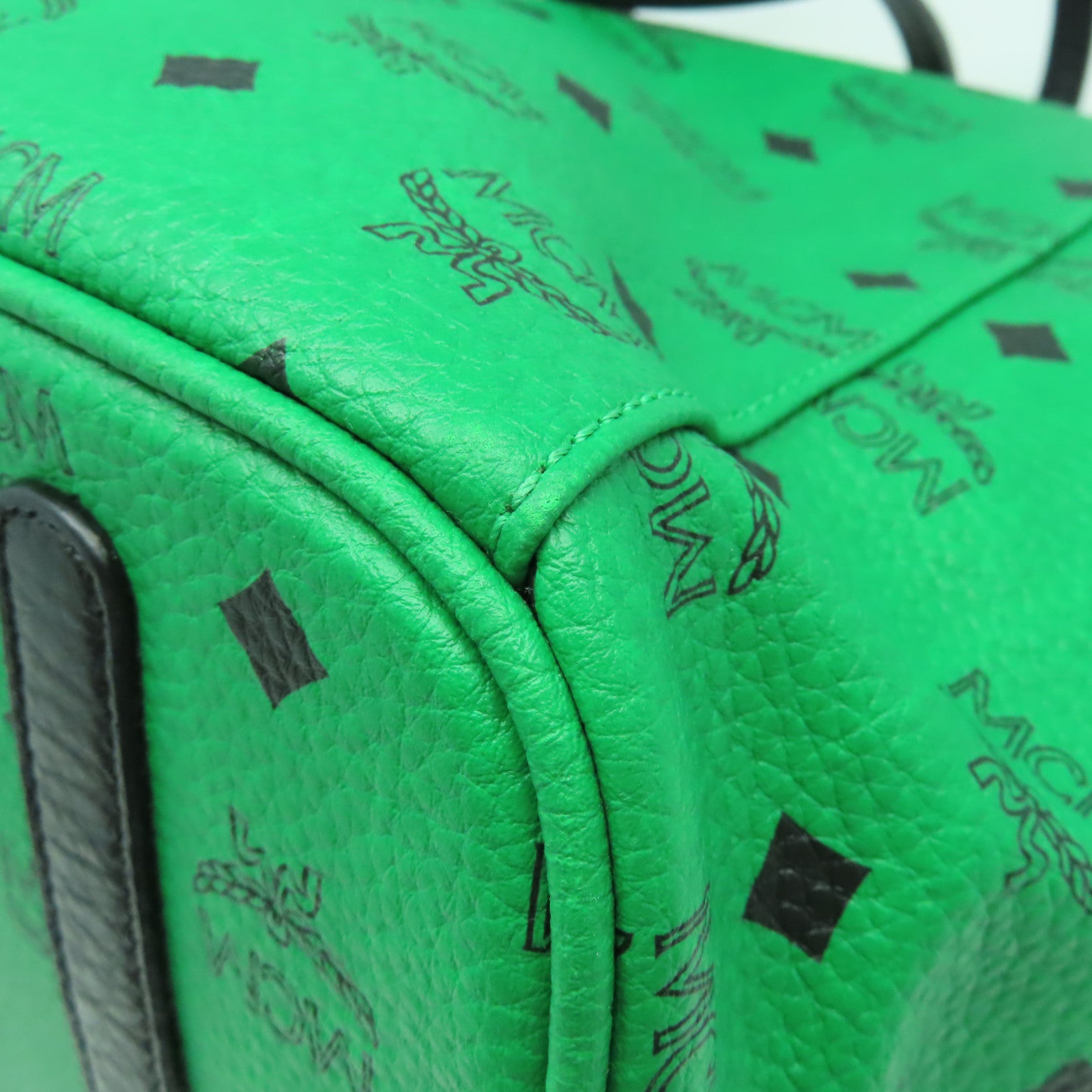 MCM 牛皮皮革Tote Bag金扣肩背袋綠色