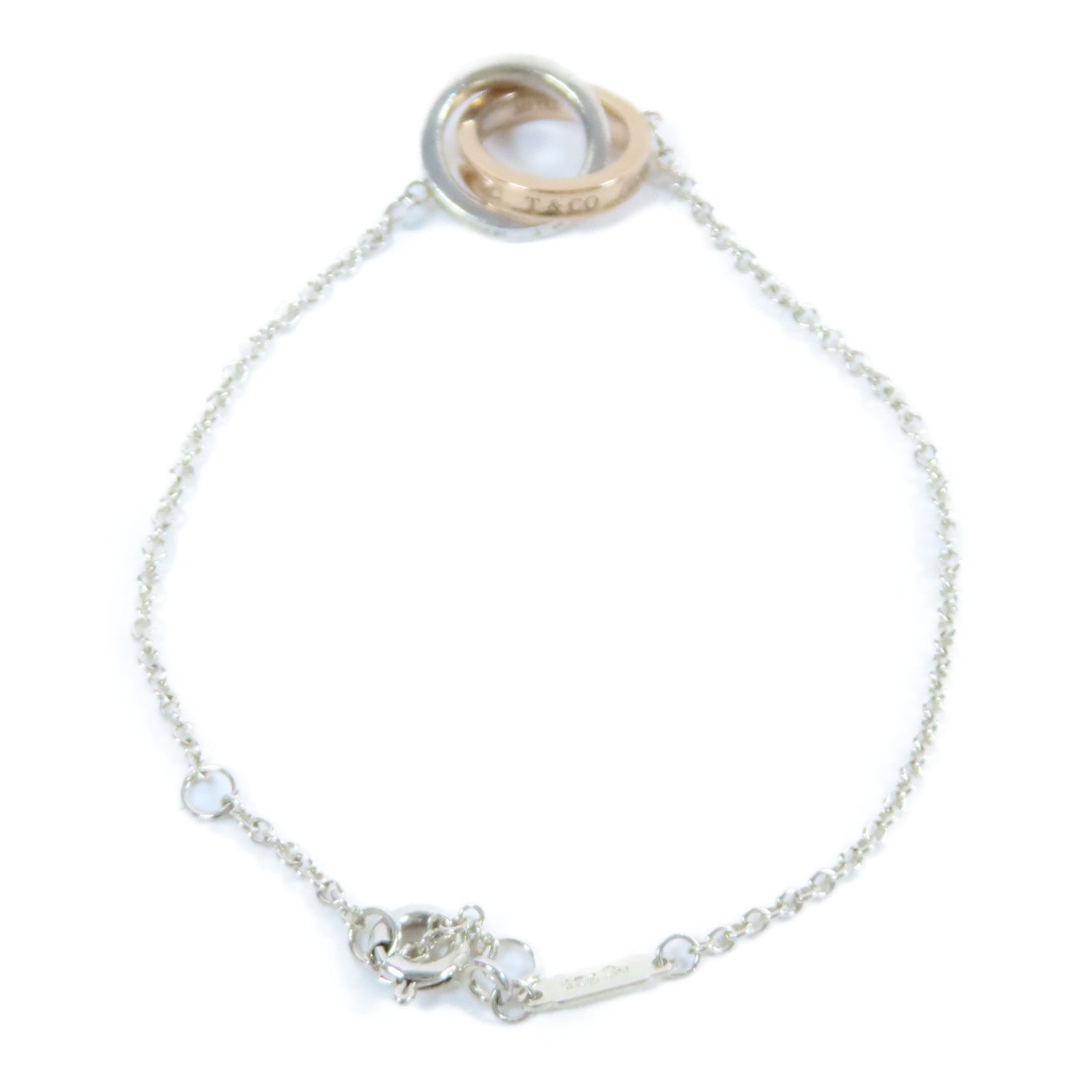 TIFFANY＆CO 18K玫瑰金/925純銀1837 Interlocking Circles手鏈