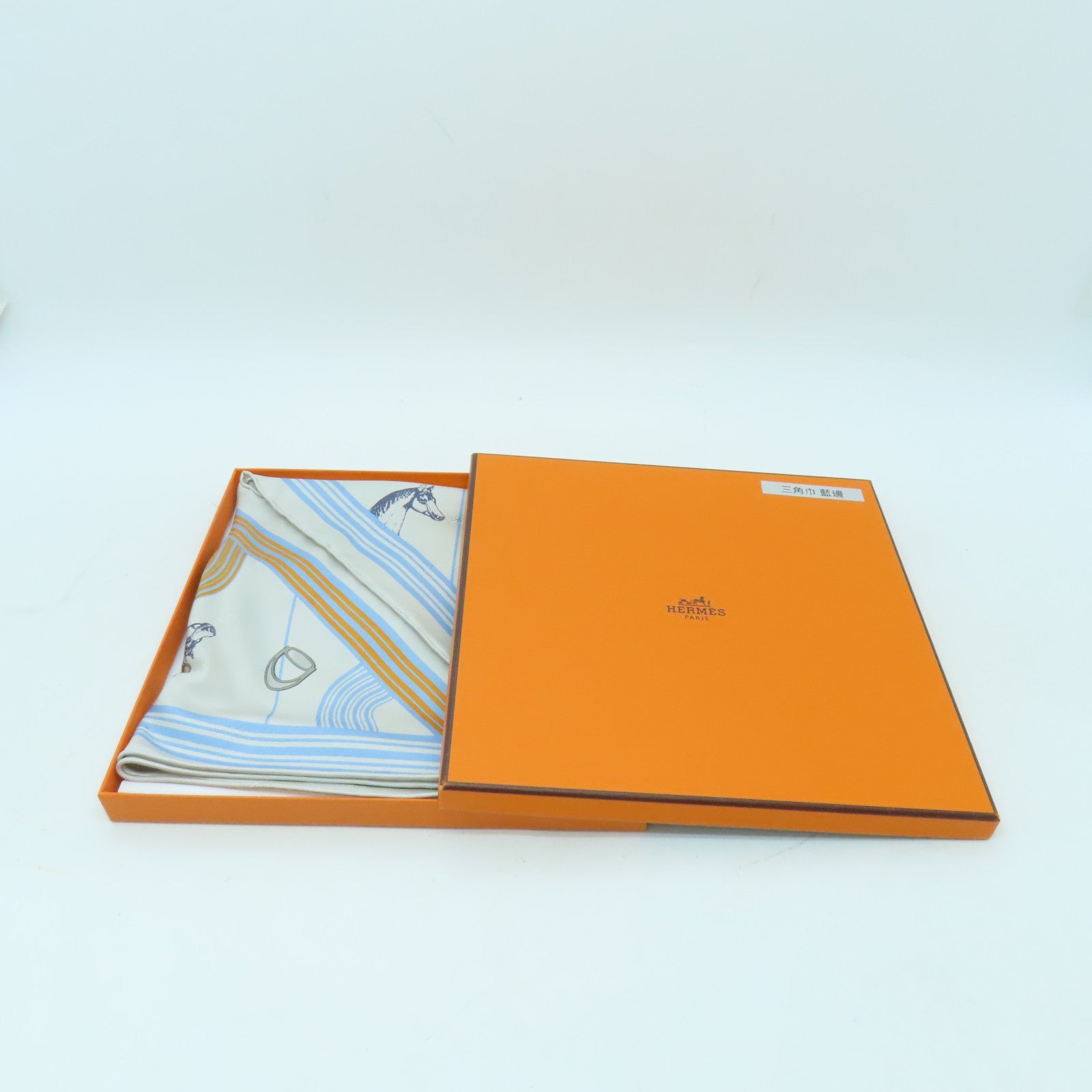 HERMES 【激減優惠】絲質Scarf絲巾灰色/藍色