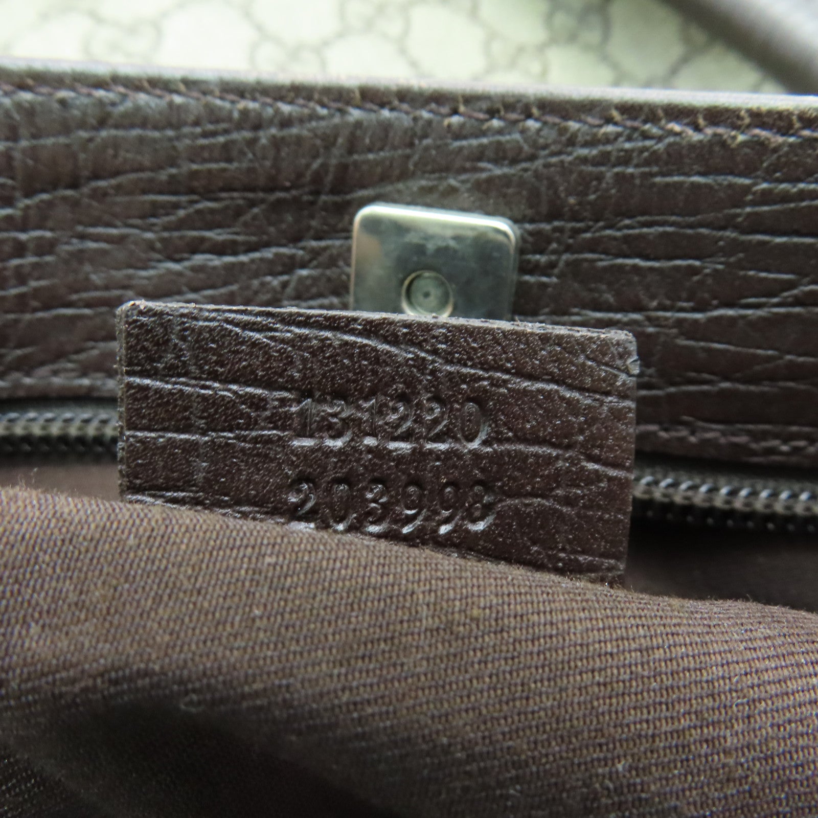 GUCCI coated canvas Tote Bag silver buckle handle bag brown