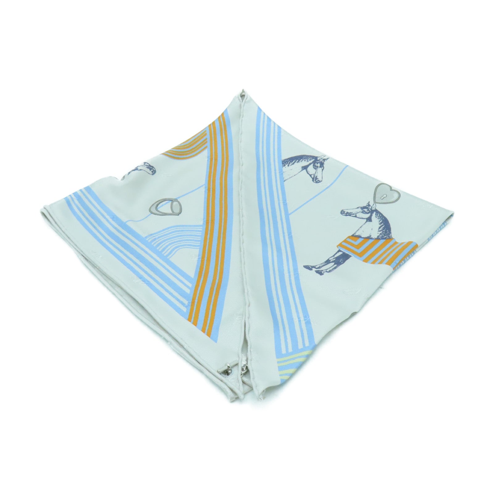 HERMES 【激減優惠】絲質Scarf絲巾灰色/藍色