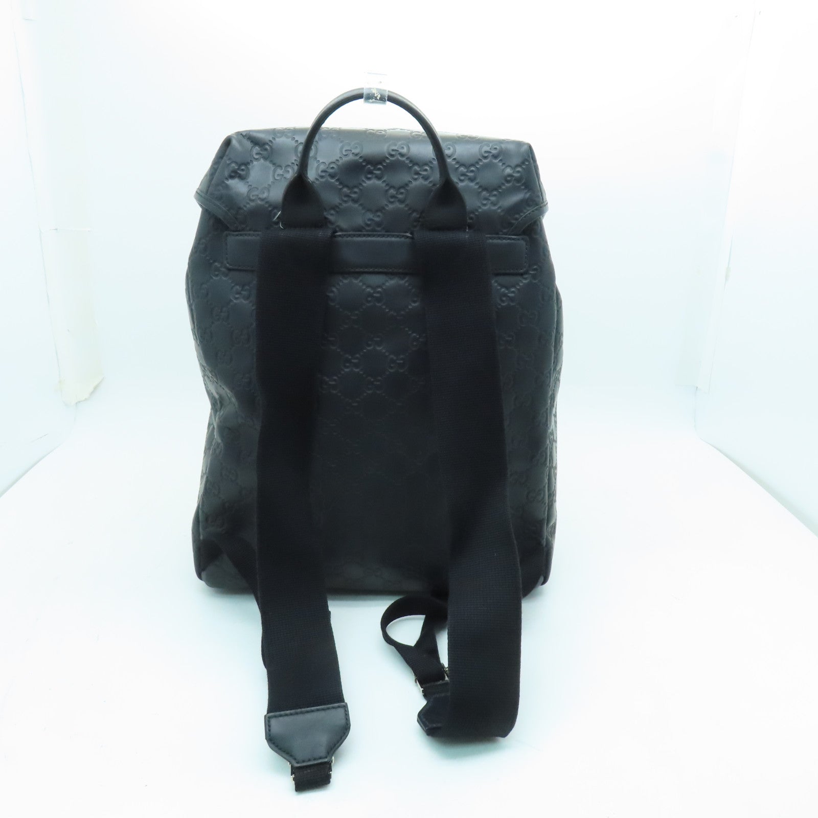 GUCCI Cowhide Leather Backpack Silver Buckle Backpack Black