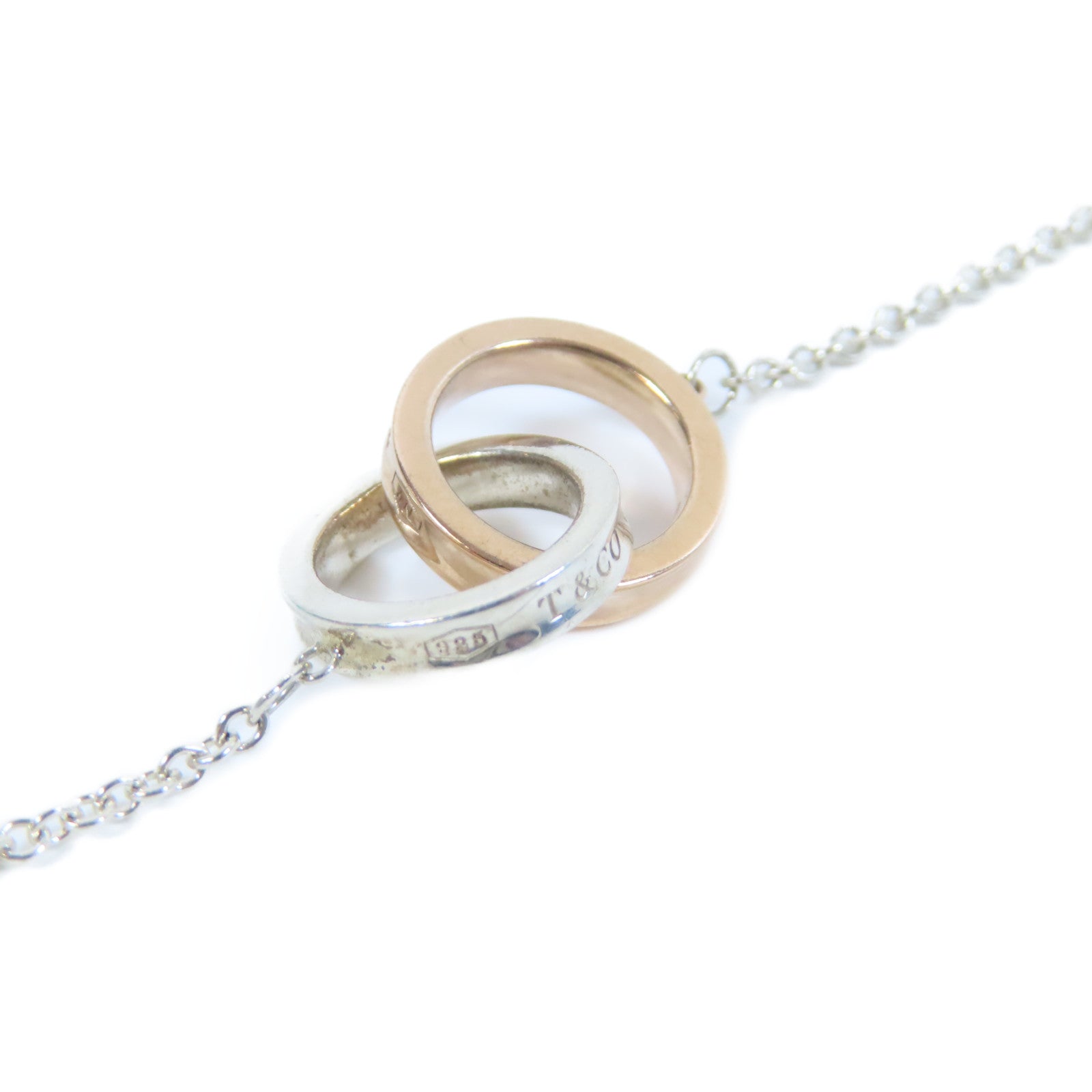 TIFFANY＆CO 18K玫瑰金/925純銀1837 Interlocking Circles手鏈