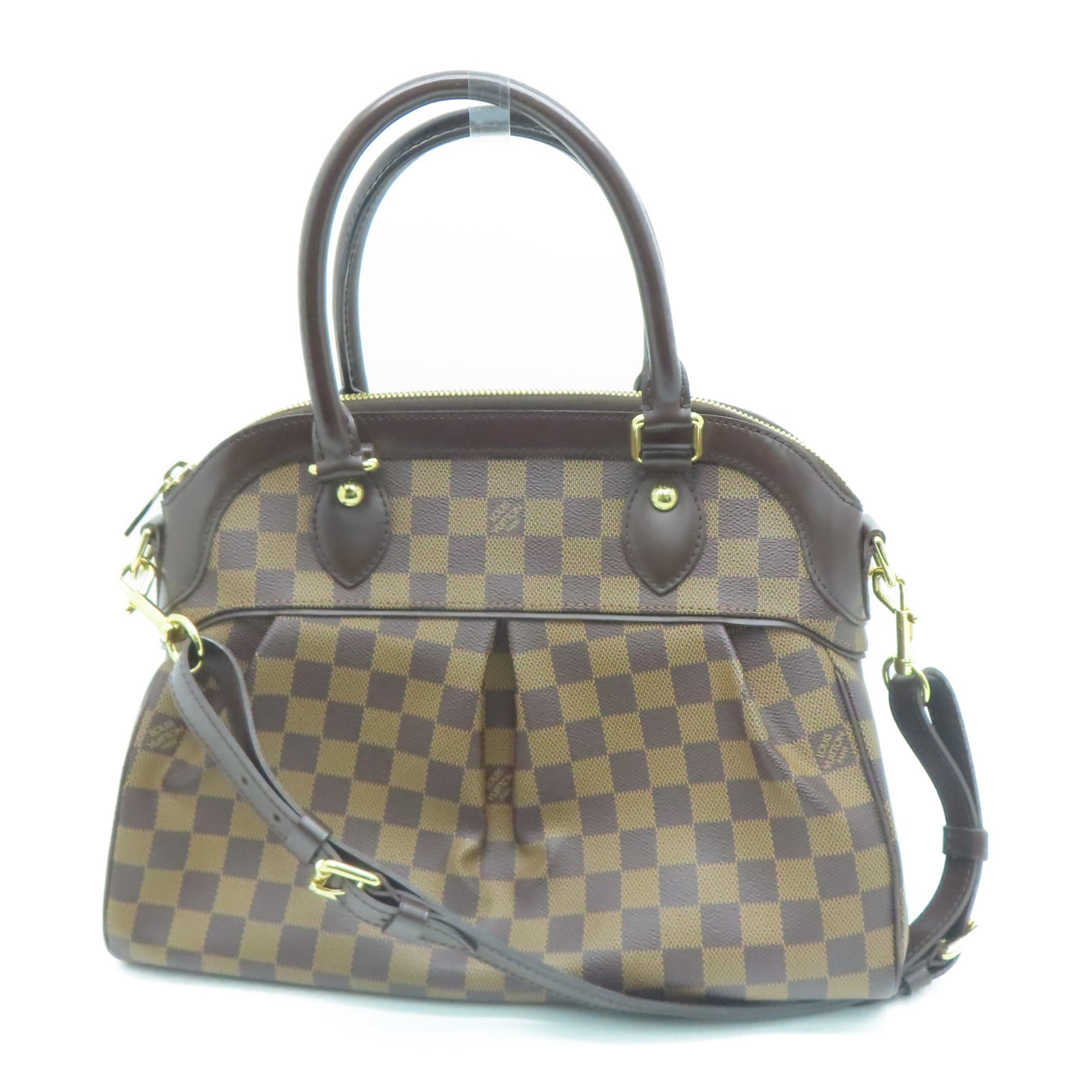 LOUIS VUITTON Damier Trevi PM gold buckle shoulder shoulder bag brown