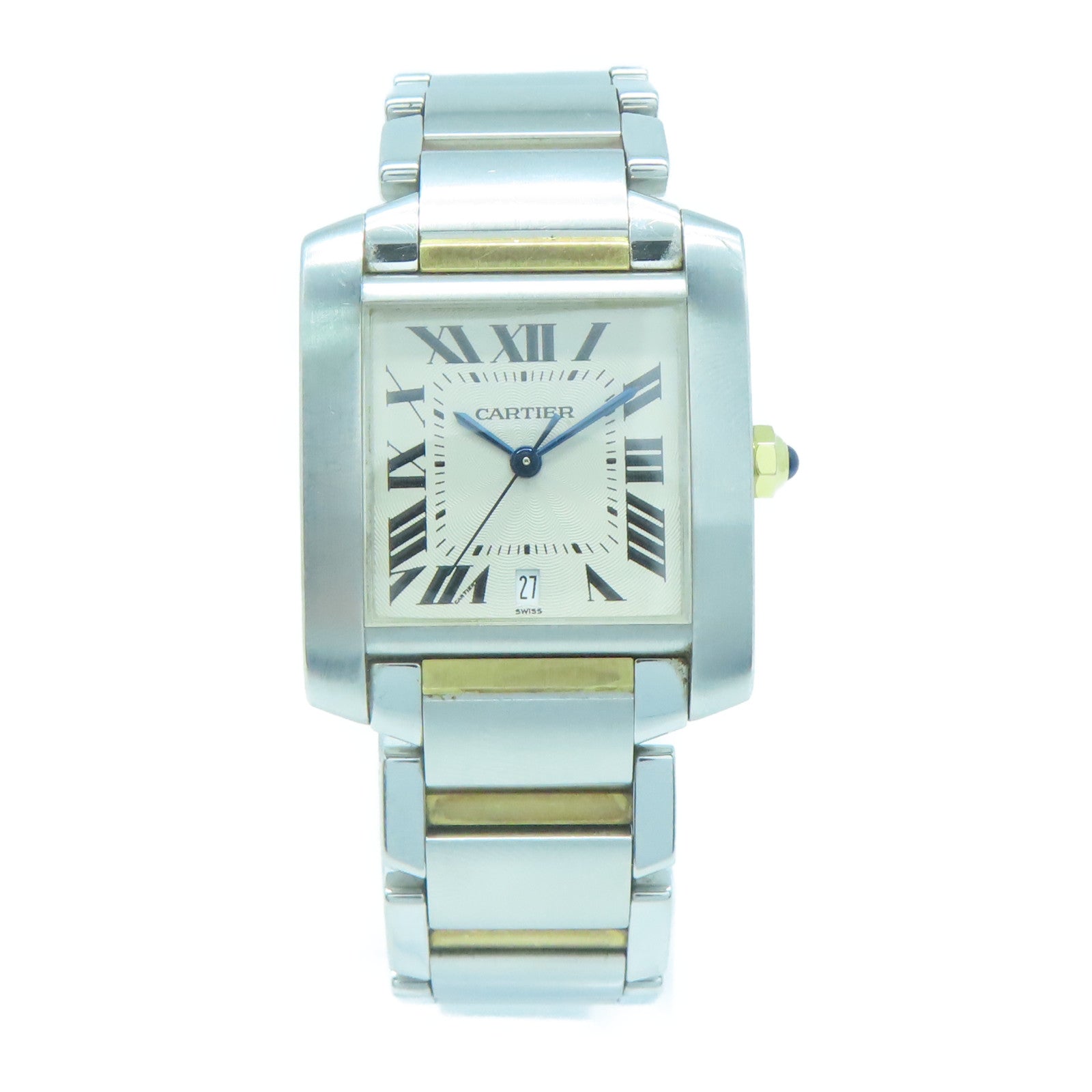 CARTIER Tank Francaise不鏽鋼自動機芯手錶米色