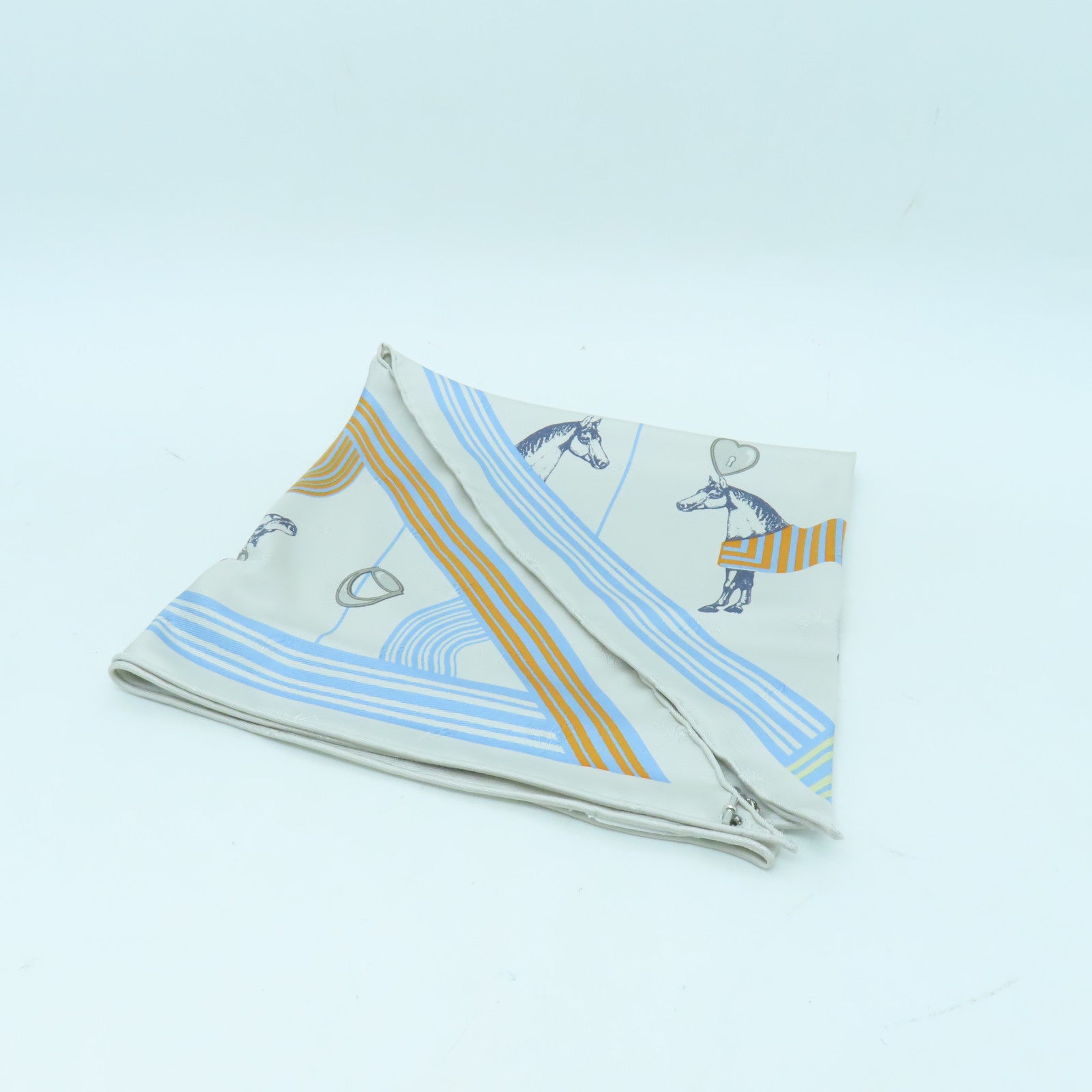 HERMES 【激減優惠】絲質Scarf絲巾灰色/藍色