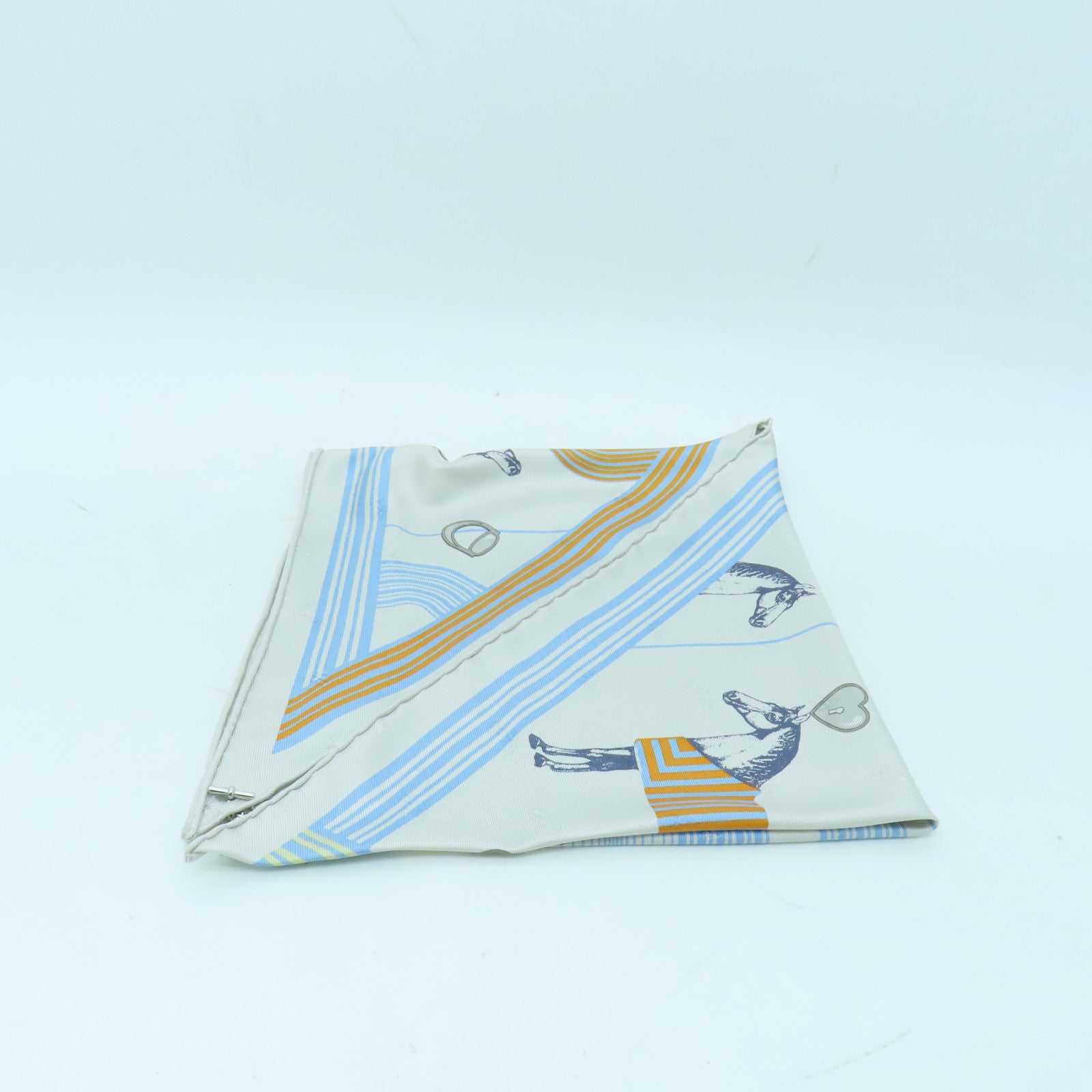 HERMES 【激減優惠】絲質Scarf絲巾灰色/藍色