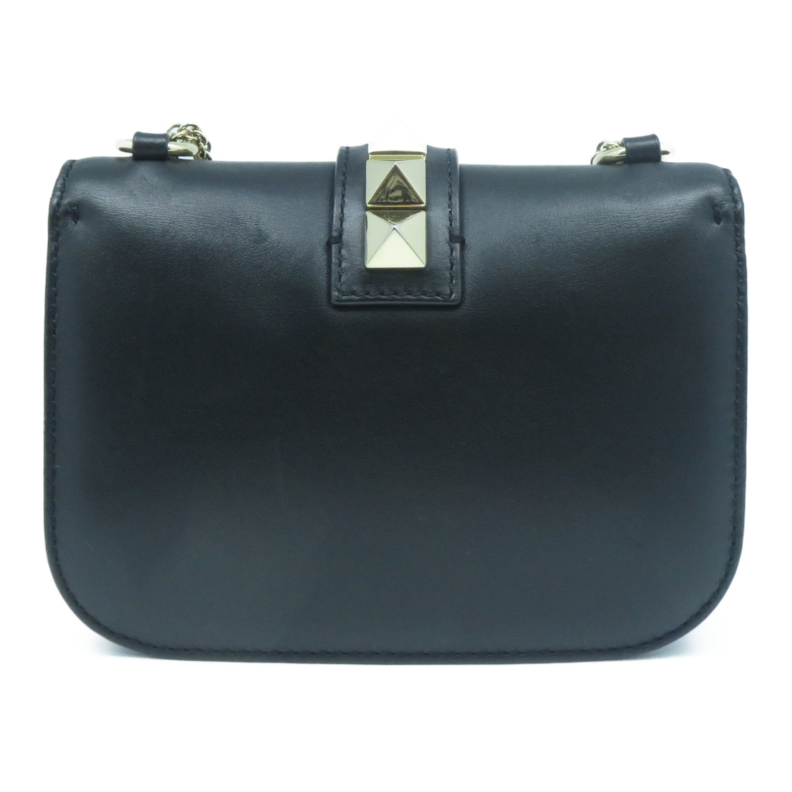 Valentino 牛皮皮革Chain Shoulder Bag金扣鏈帶肩背袋黑色