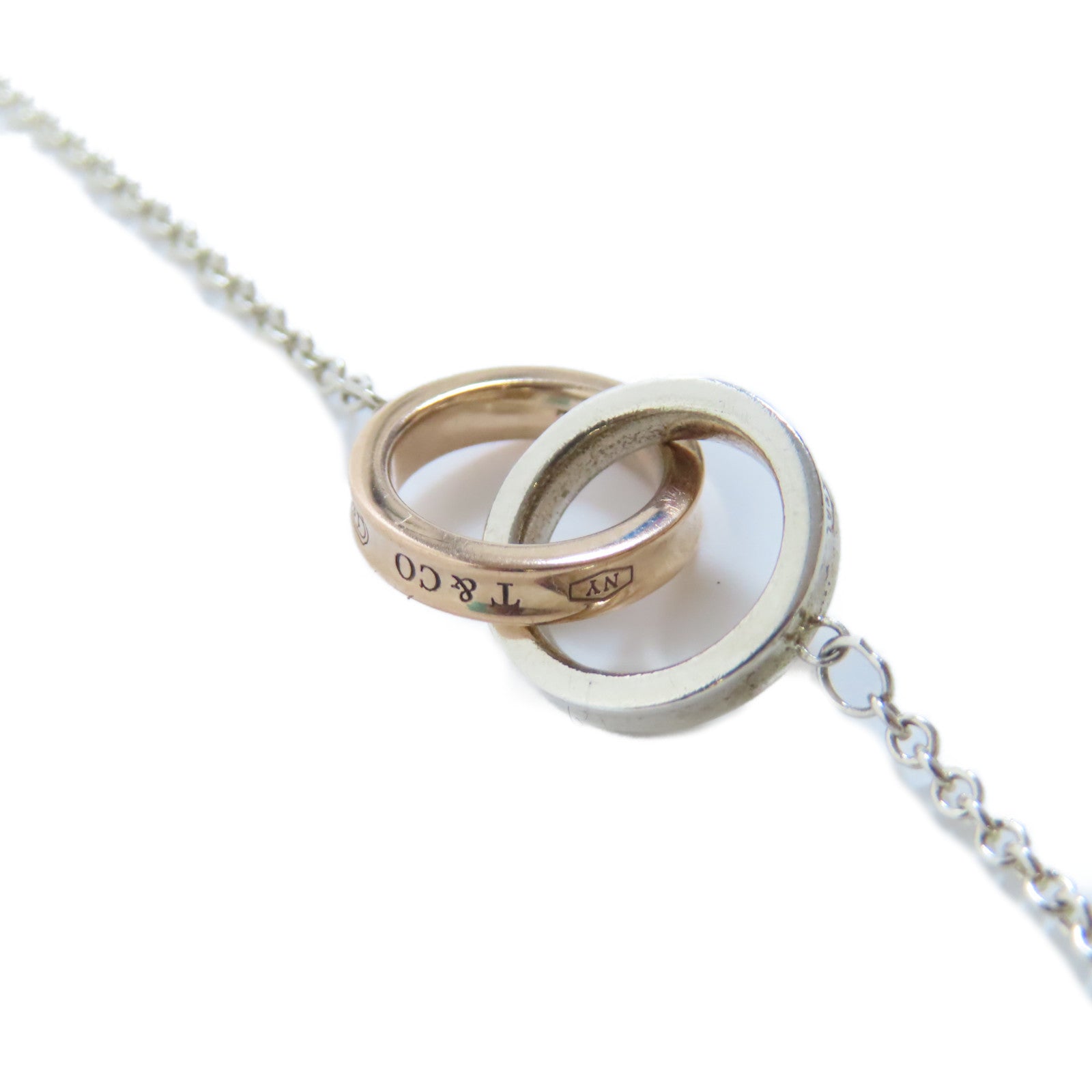 TIFFANY＆CO 18K玫瑰金/925純銀1837 Interlocking Circles手鏈