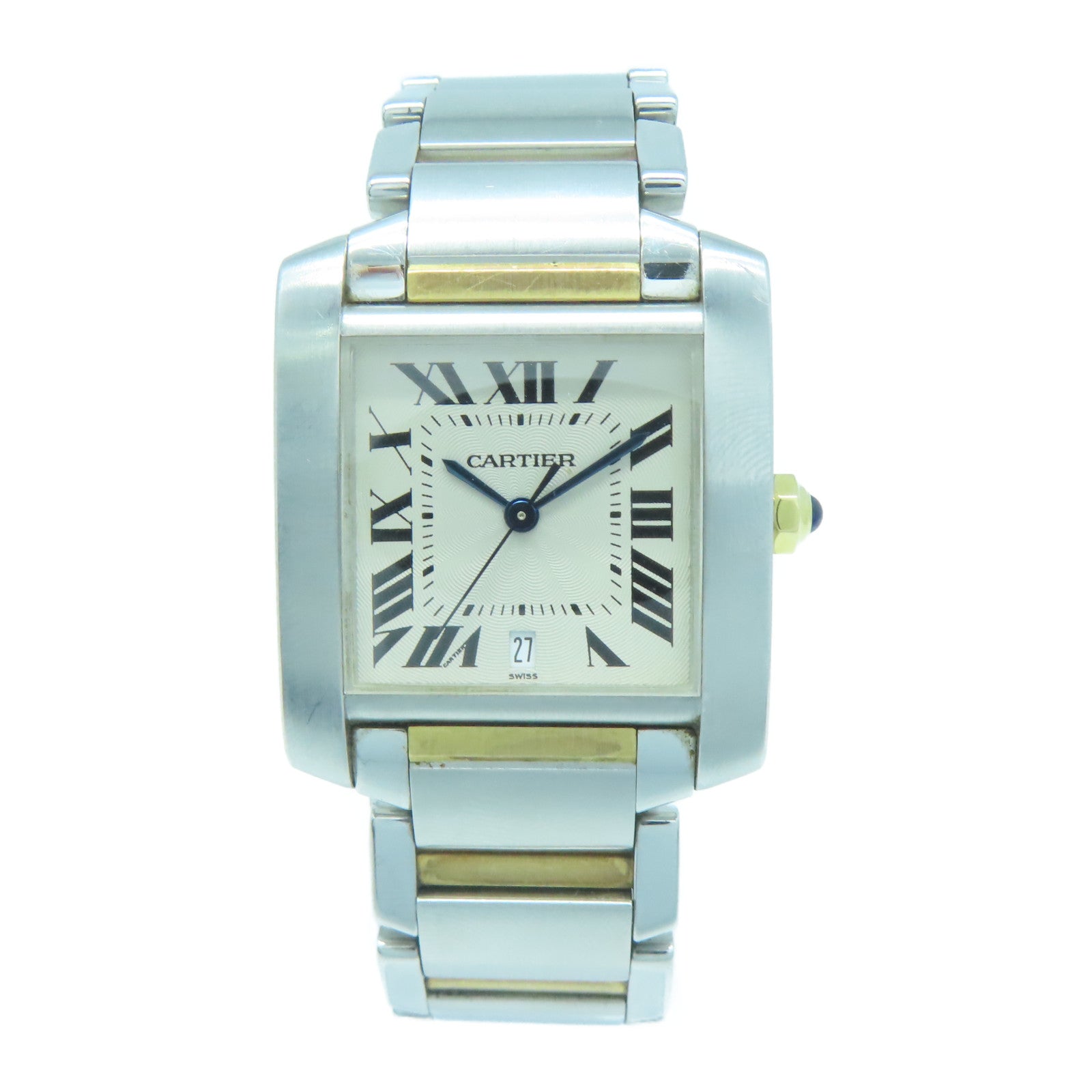 CARTIER Tank Francaise不鏽鋼自動機芯手錶米色
