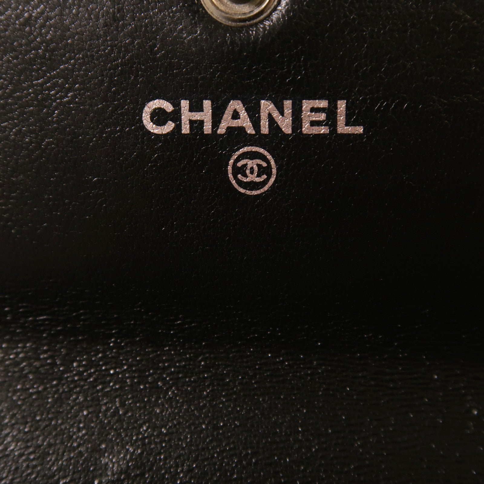 CHANEL 菱格羊皮皮革Wallet銀扣長錢包黑色