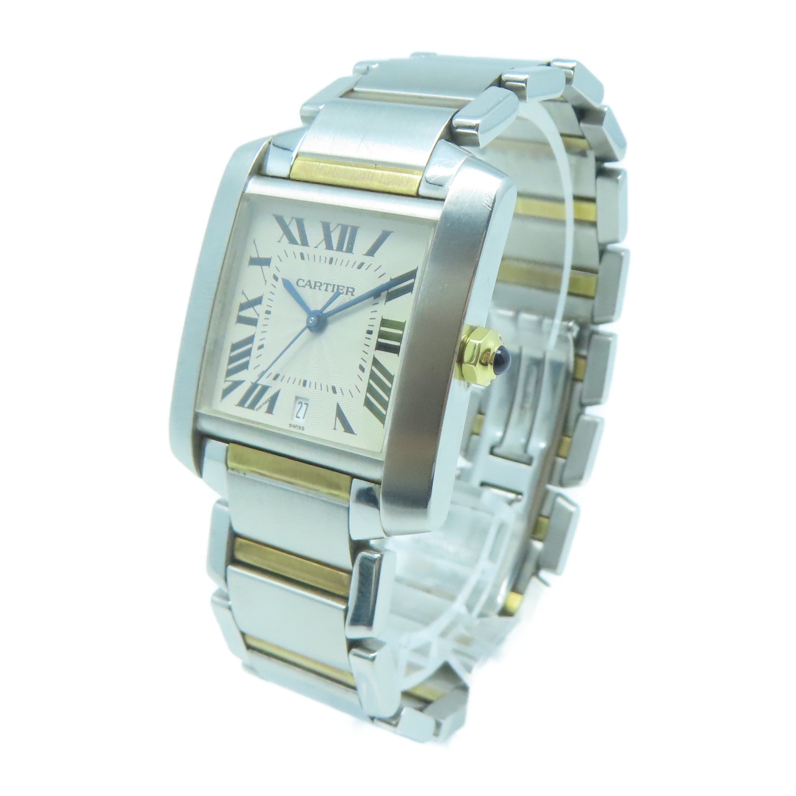 CARTIER Tank Francaise不鏽鋼自動機芯手錶米色