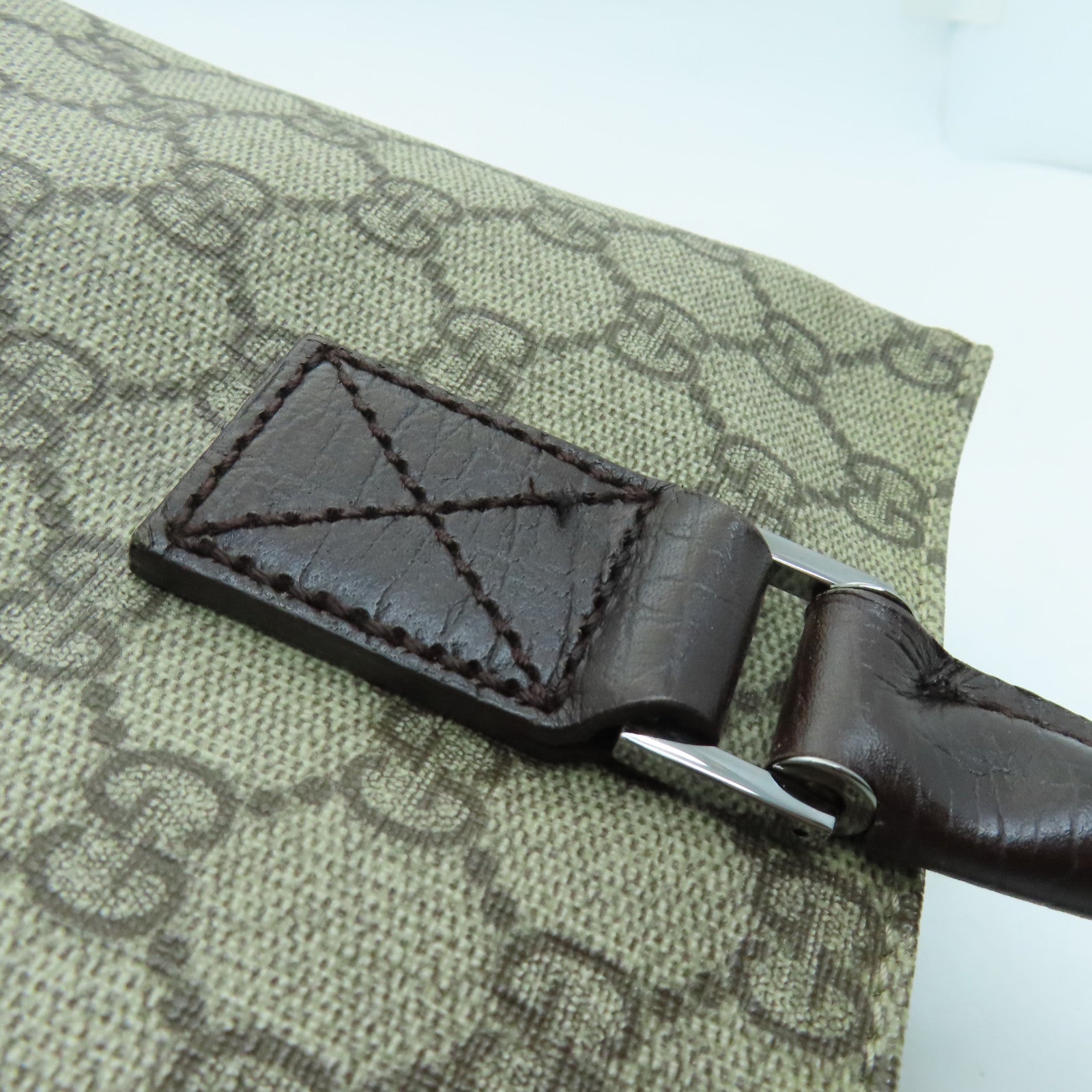 GUCCI coated canvas Tote Bag silver buckle handle bag brown