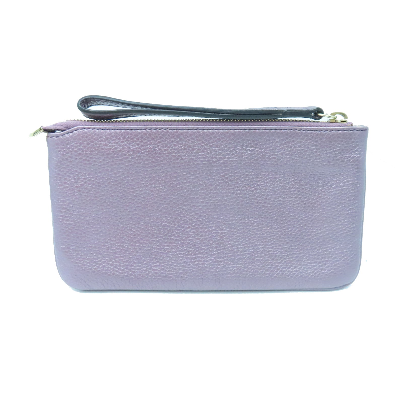 GUCCI Cowhide Leather Pouch Gold Buckle Handbag Purple