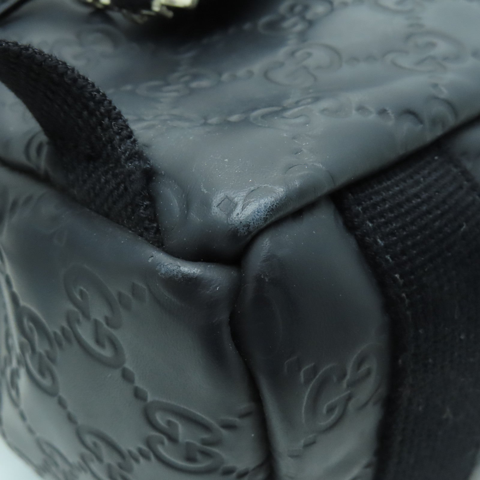 GUCCI Cowhide Leather Backpack Silver Buckle Backpack Black