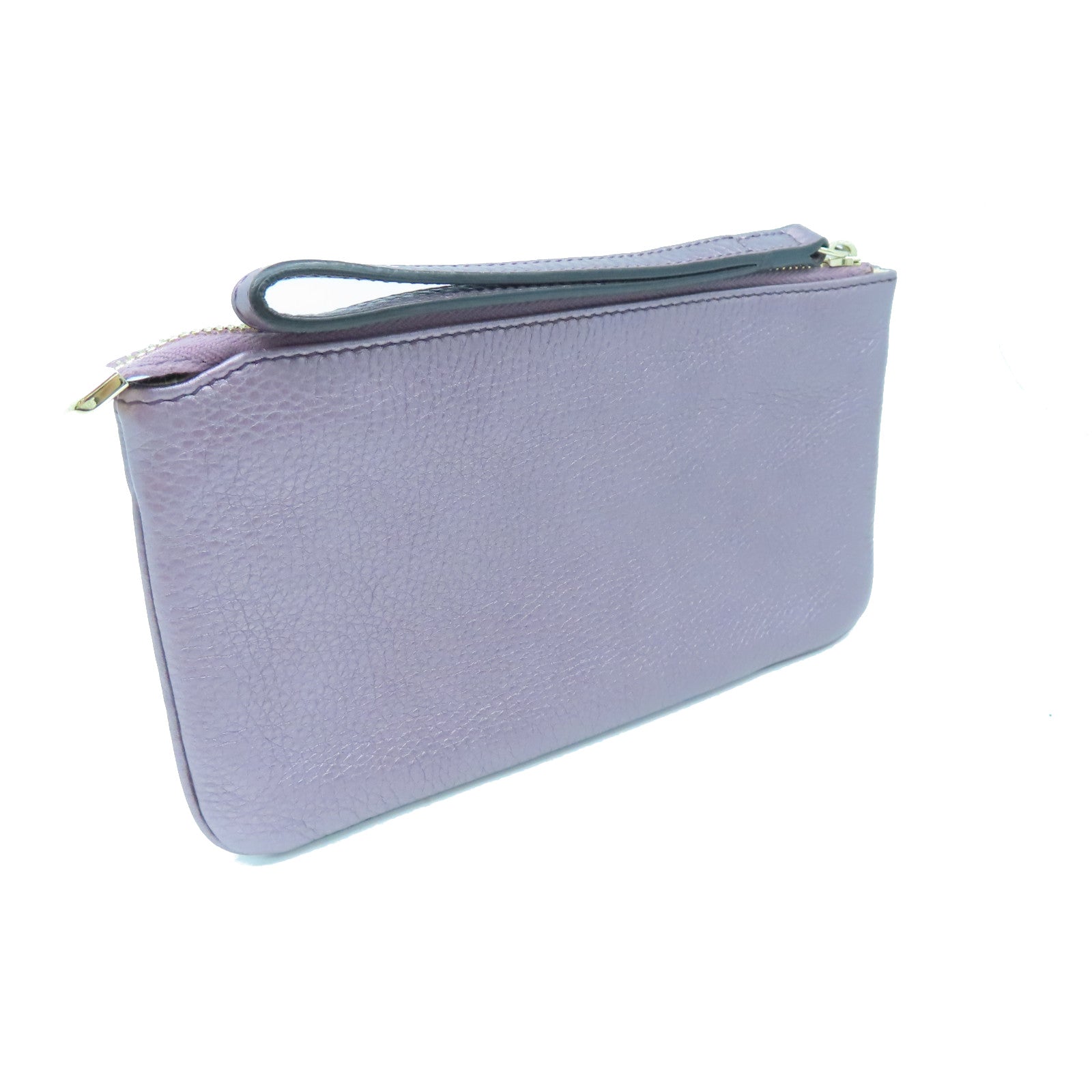 GUCCI Cowhide Leather Pouch Gold Buckle Handbag Purple