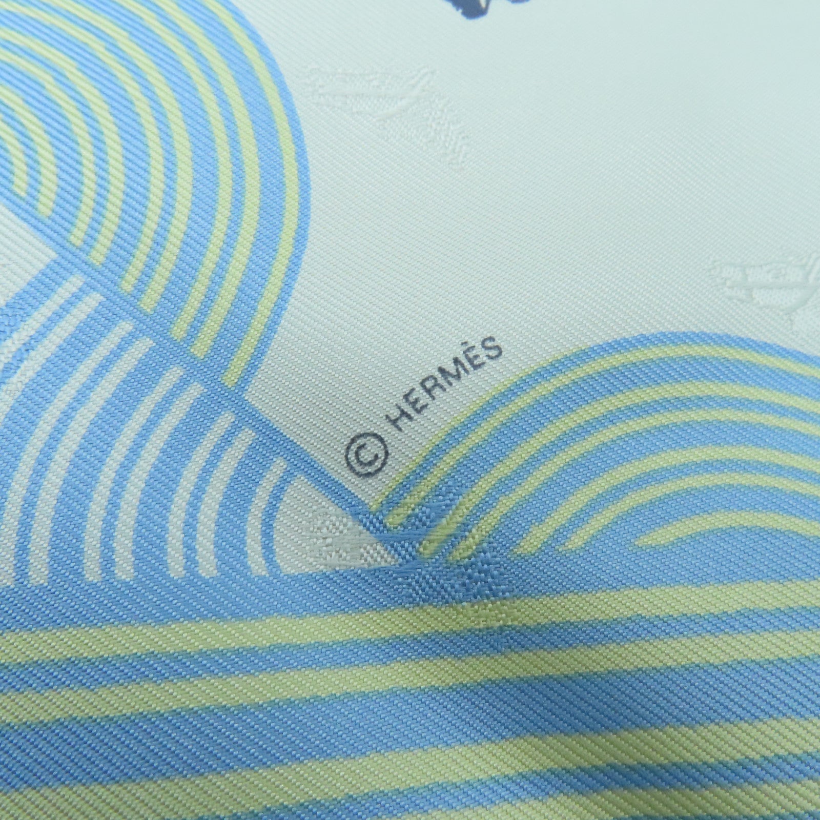 HERMES 【激減優惠】絲質Scarf絲巾灰色/藍色