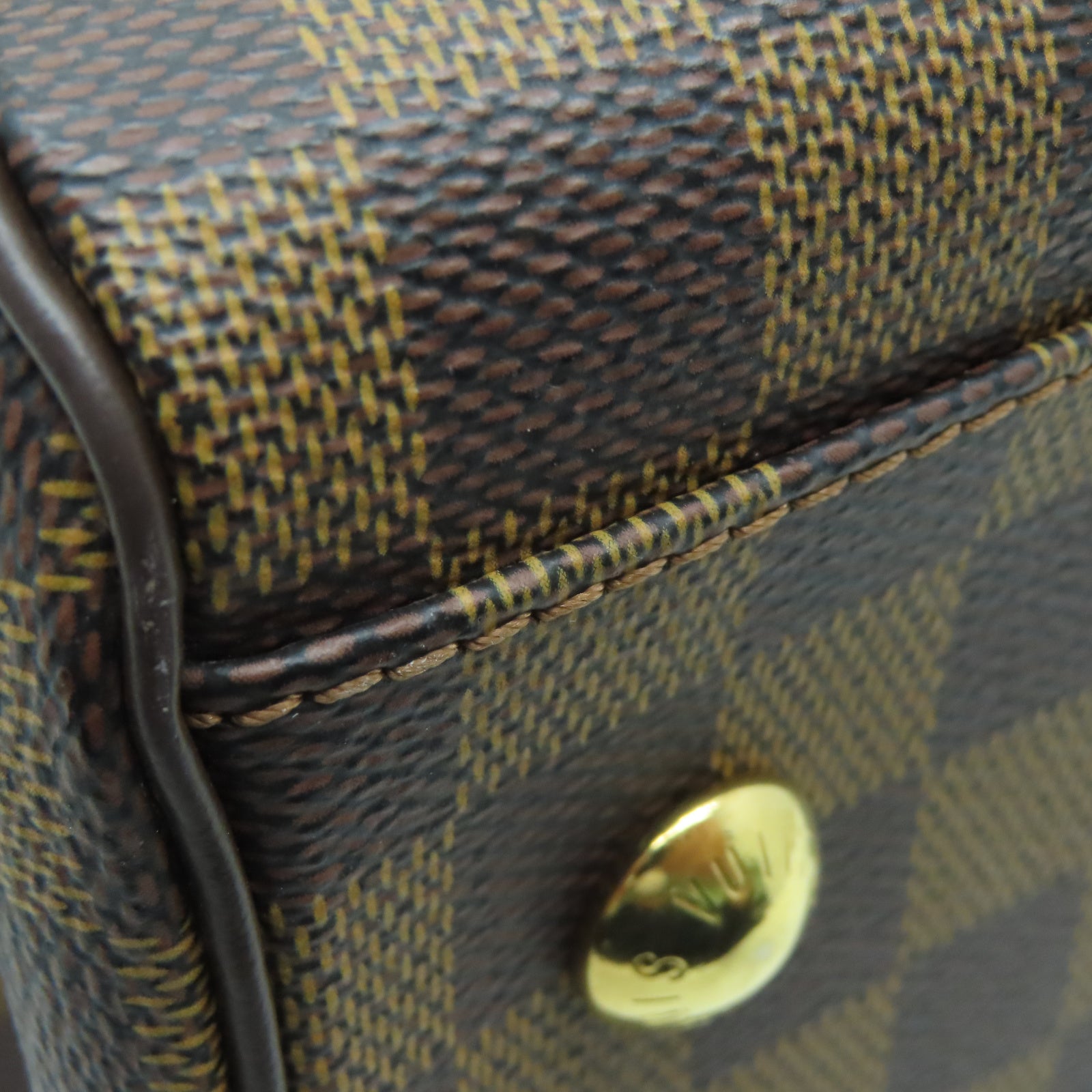 LOUIS VUITTON Damier Trevi PM gold buckle shoulder shoulder bag brown