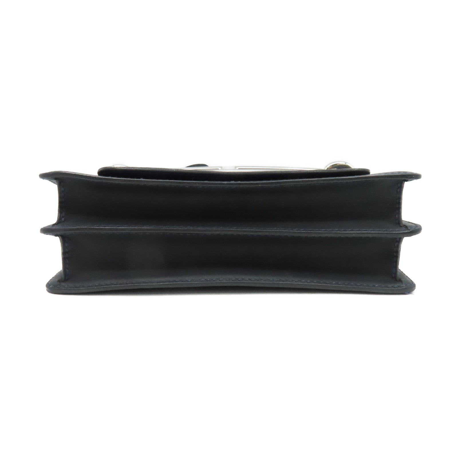 HERMES 麂皮皮革/Swift皮革Roulis 23 Shoulder Bag銀扣肩背袋Bleu Marine海軍藍