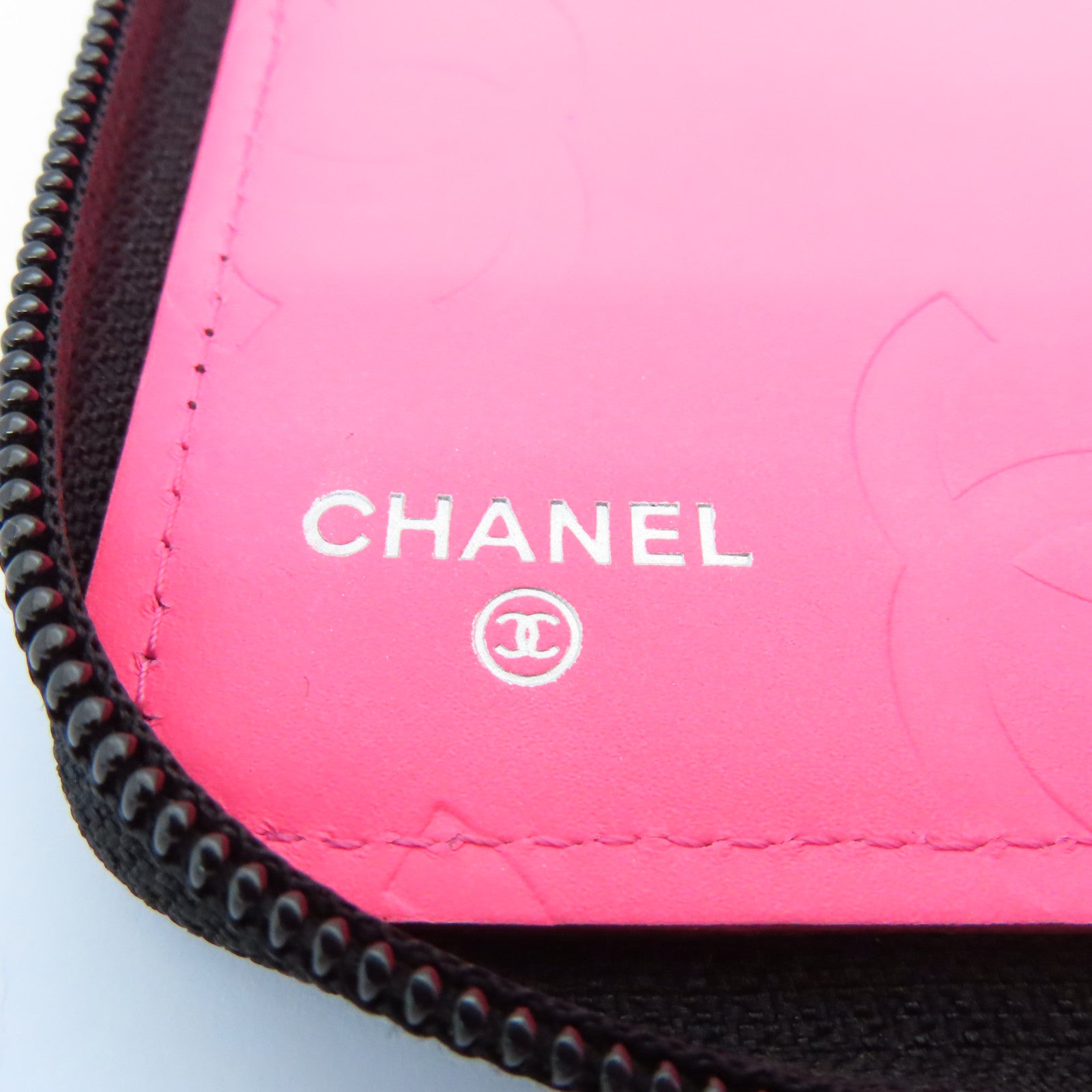 CHANEL 菱格牛皮皮革Canbom Wallet银扣长钱包黑色