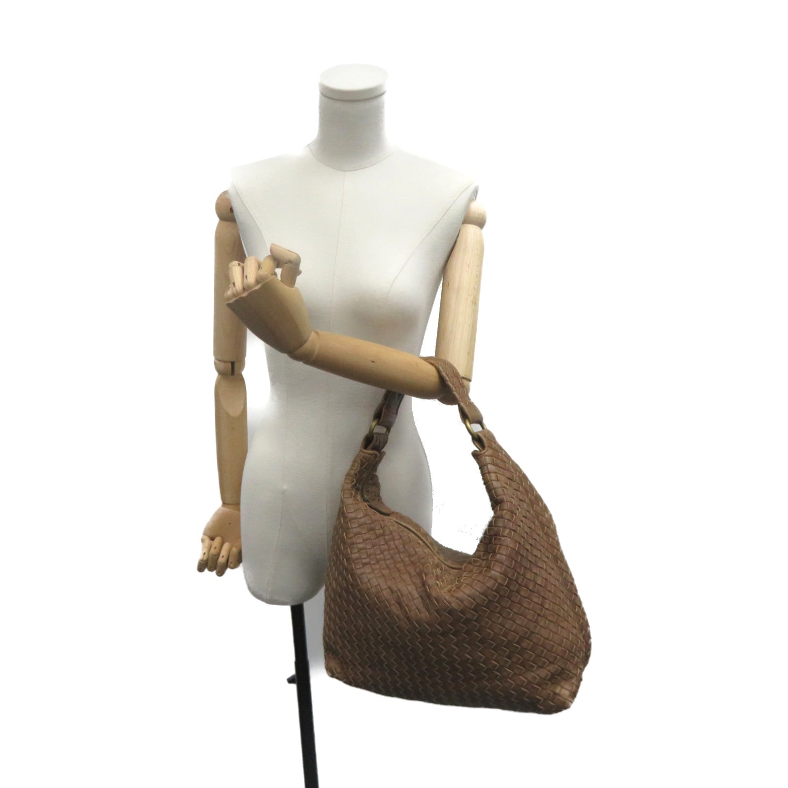 BOTTEGA VENETA 织纹皮革Shoulder Bag肩背袋啡色