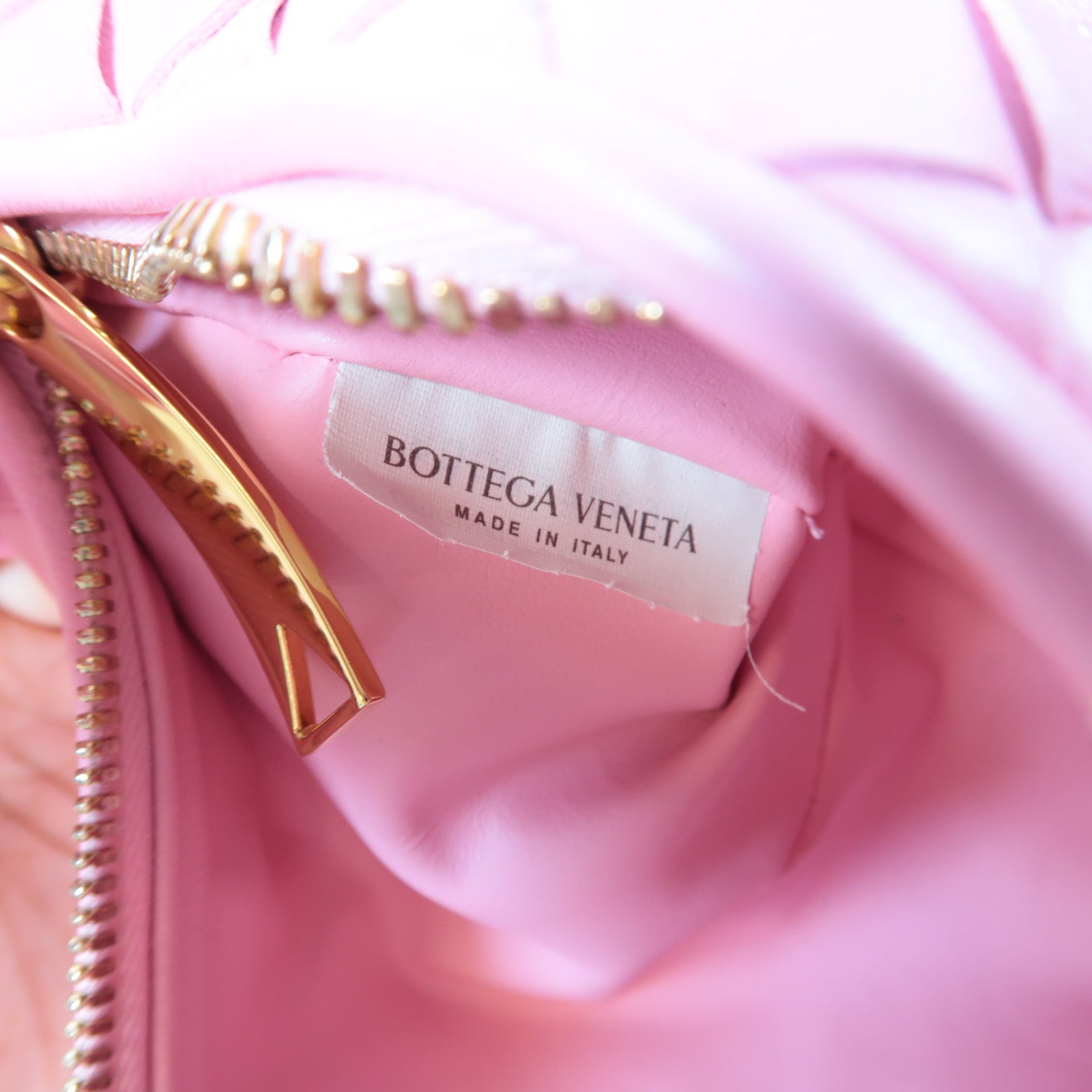 BOTTEGA VENETA 織紋羊皮皮革Candy Jodie Handbag金扣手挽袋粉紅色