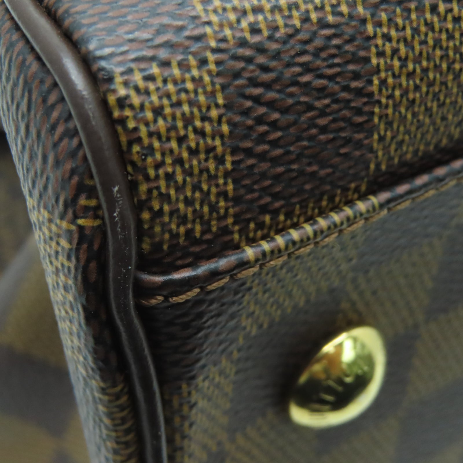 LOUIS VUITTON Damier Trevi PM gold buckle shoulder shoulder bag brown