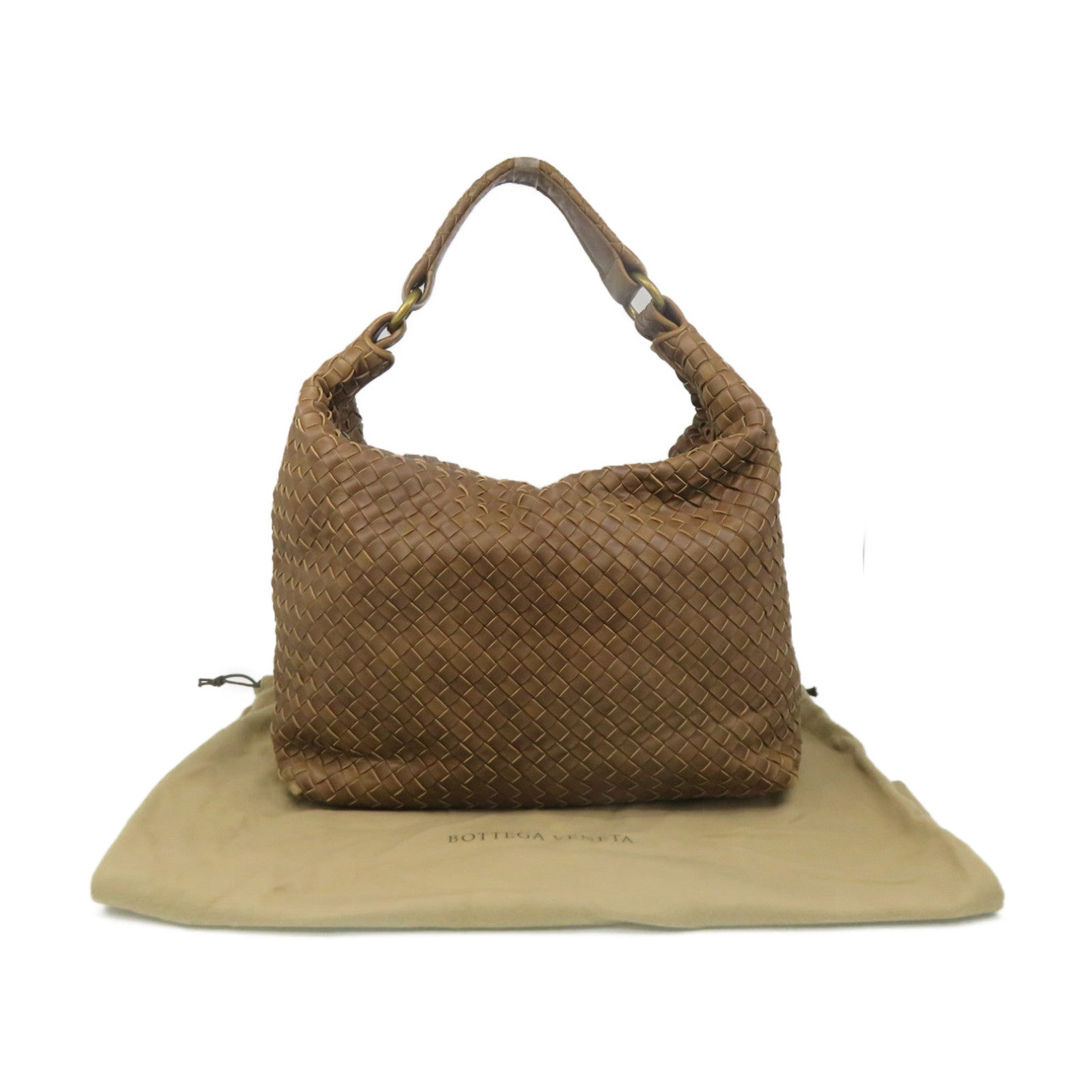 BOTTEGA VENETA 织纹皮革Shoulder Bag肩背袋啡色