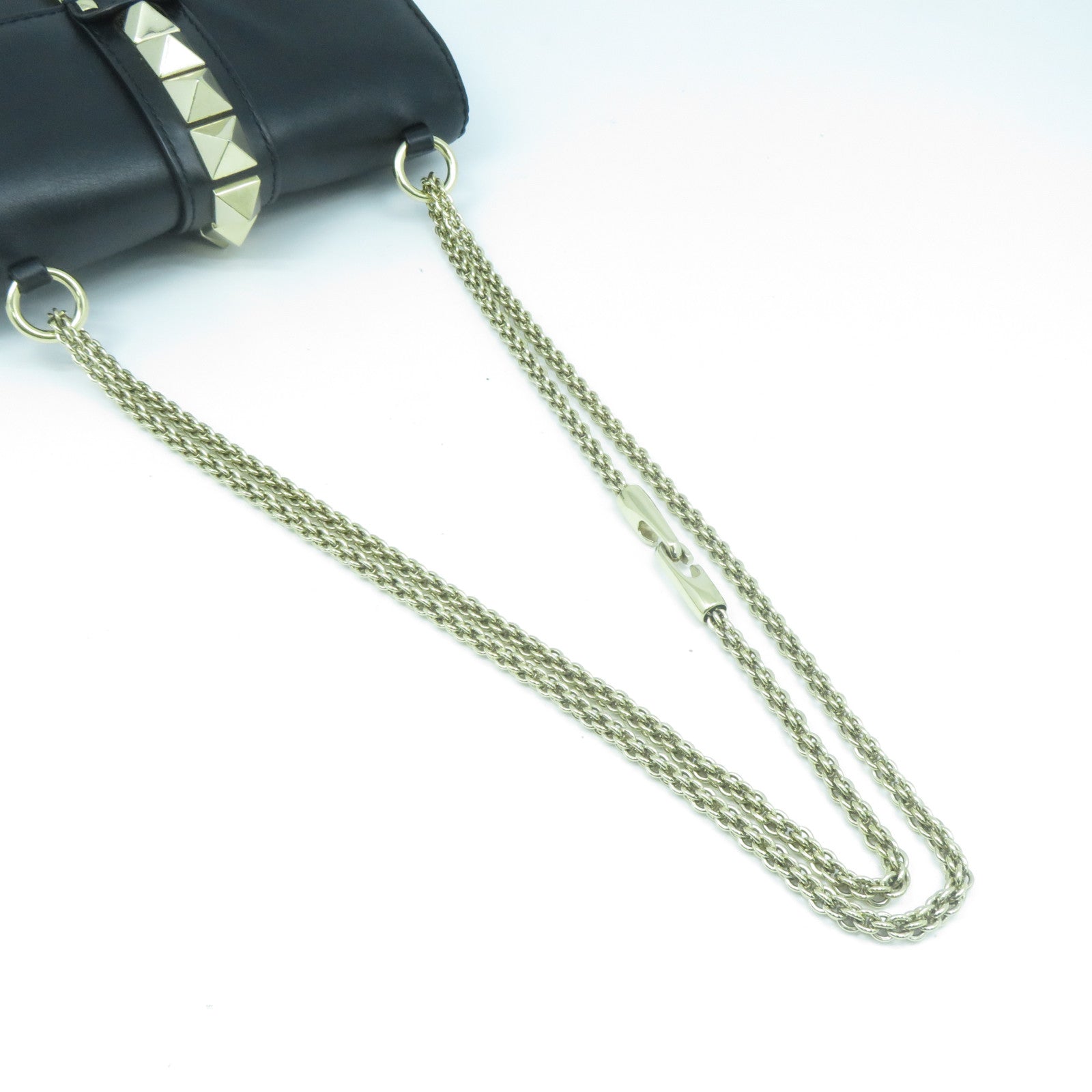 Valentino 牛皮皮革Chain Shoulder Bag金扣鏈帶肩背袋黑色