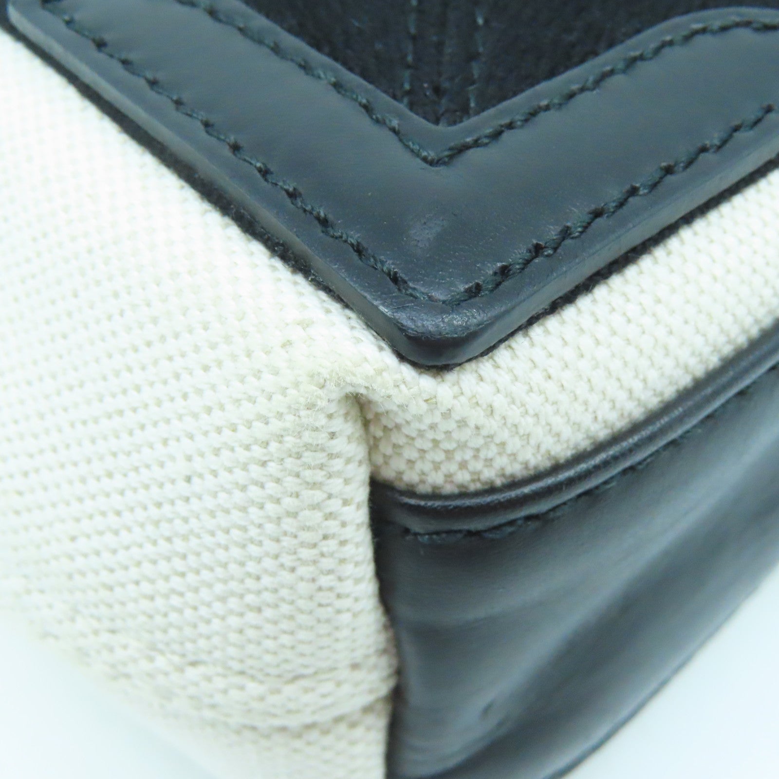 BALENCIAGA 帆布Navy Cabas XS銀扣手挽肩背兩用袋白色/黑色