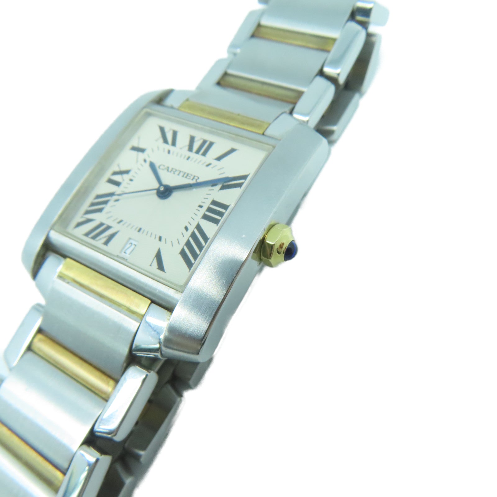 CARTIER Tank Francaise不鏽鋼自動機芯手錶米色
