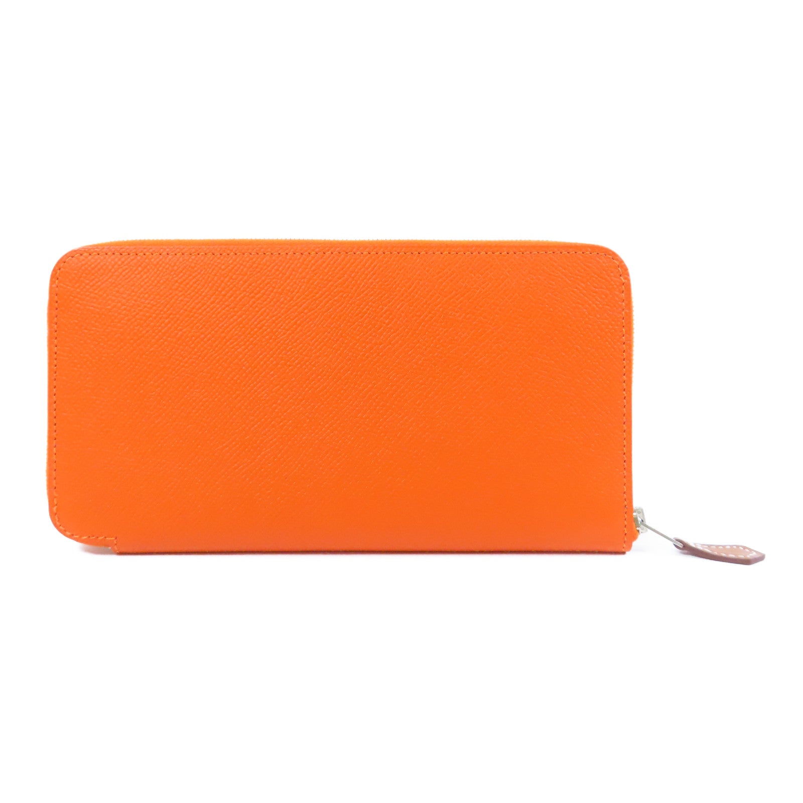 HERMES Epsom皮革Silk In Long Wallet銀扣長錢包橙色