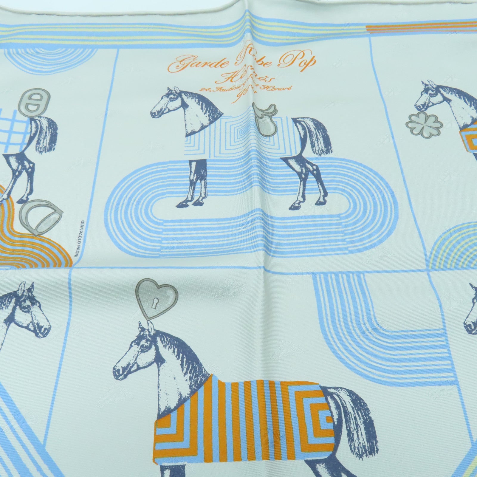 HERMES 【激減優惠】絲質Scarf絲巾灰色/藍色