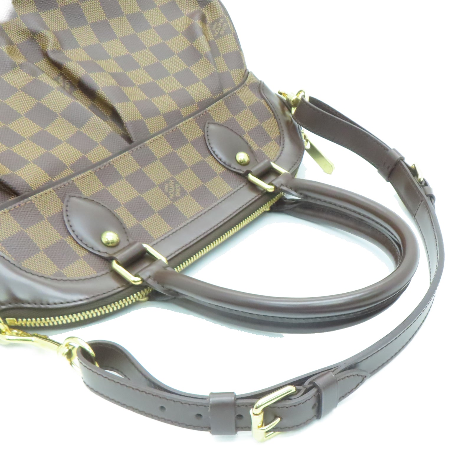 LOUIS VUITTON Damier Trevi PM gold buckle shoulder shoulder bag brown