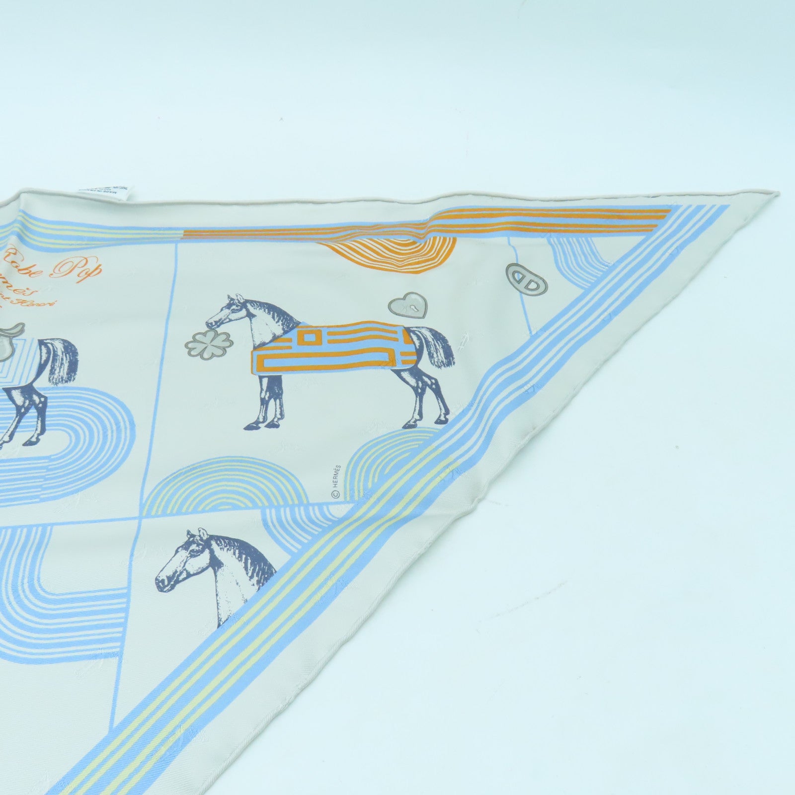 HERMES 【激減優惠】絲質Scarf絲巾灰色/藍色