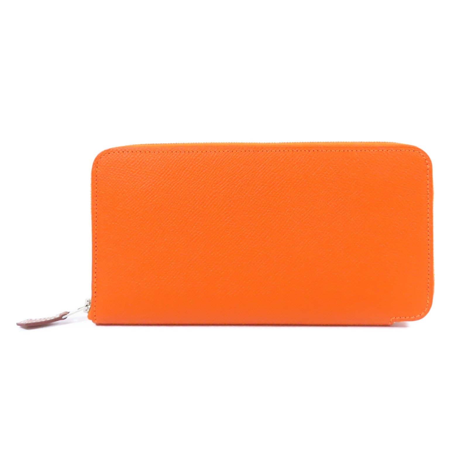 HERMES Epsom皮革Silk In Long Wallet銀扣長錢包橙色